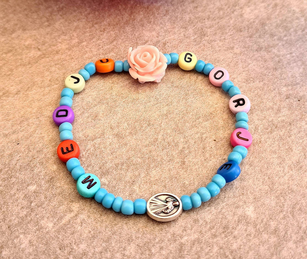 VIRGIN MARY bracelet, handmade catholic adjustable bracelet, holy bracelet, religious jewelry, christian bracelet, custom size