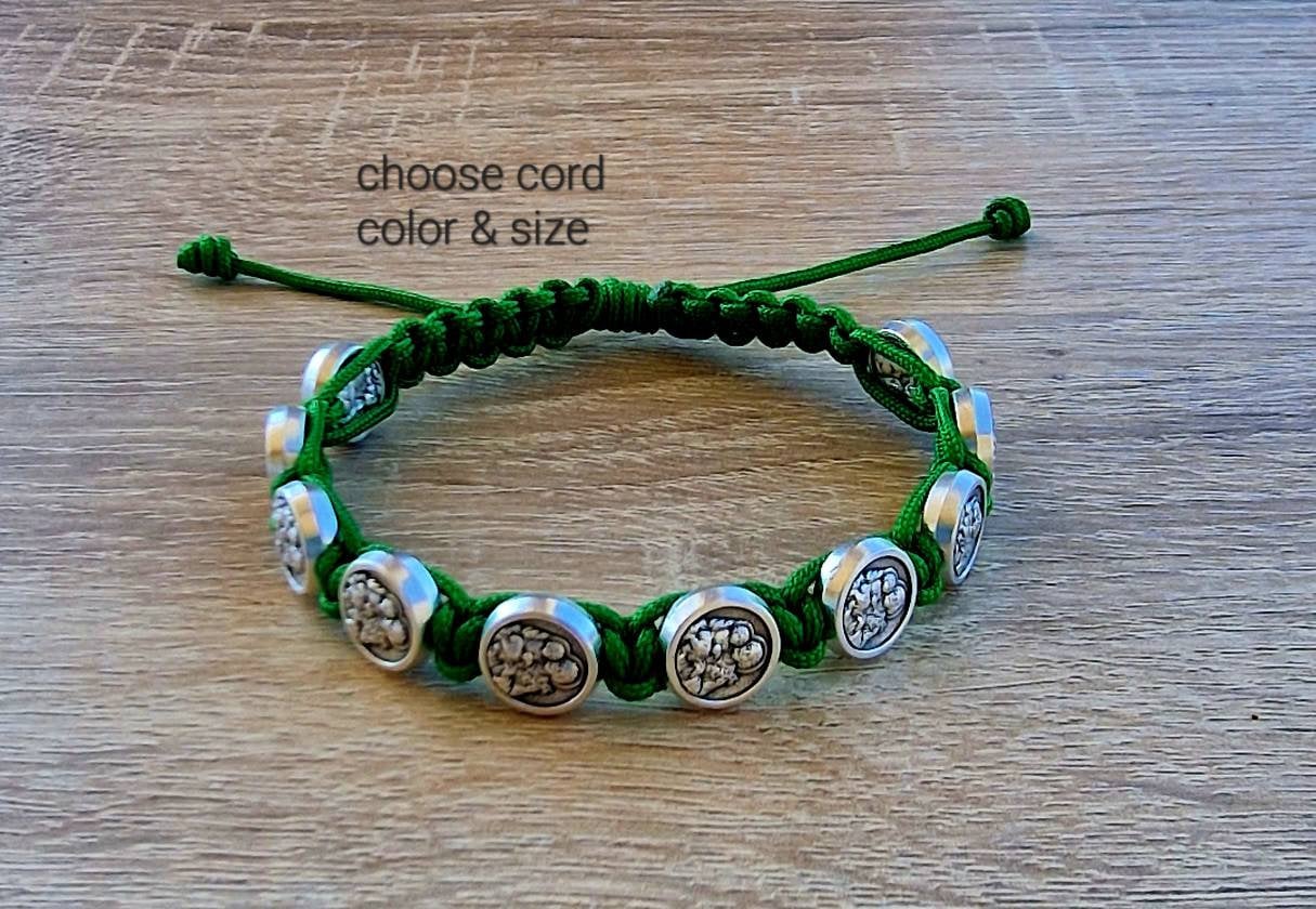 Saint Joseph Bracelet, Christian bracelet, handmade bracelet, Patron saint jeweley, Catholic bracelet, Holy medals, knotted cord bracelet