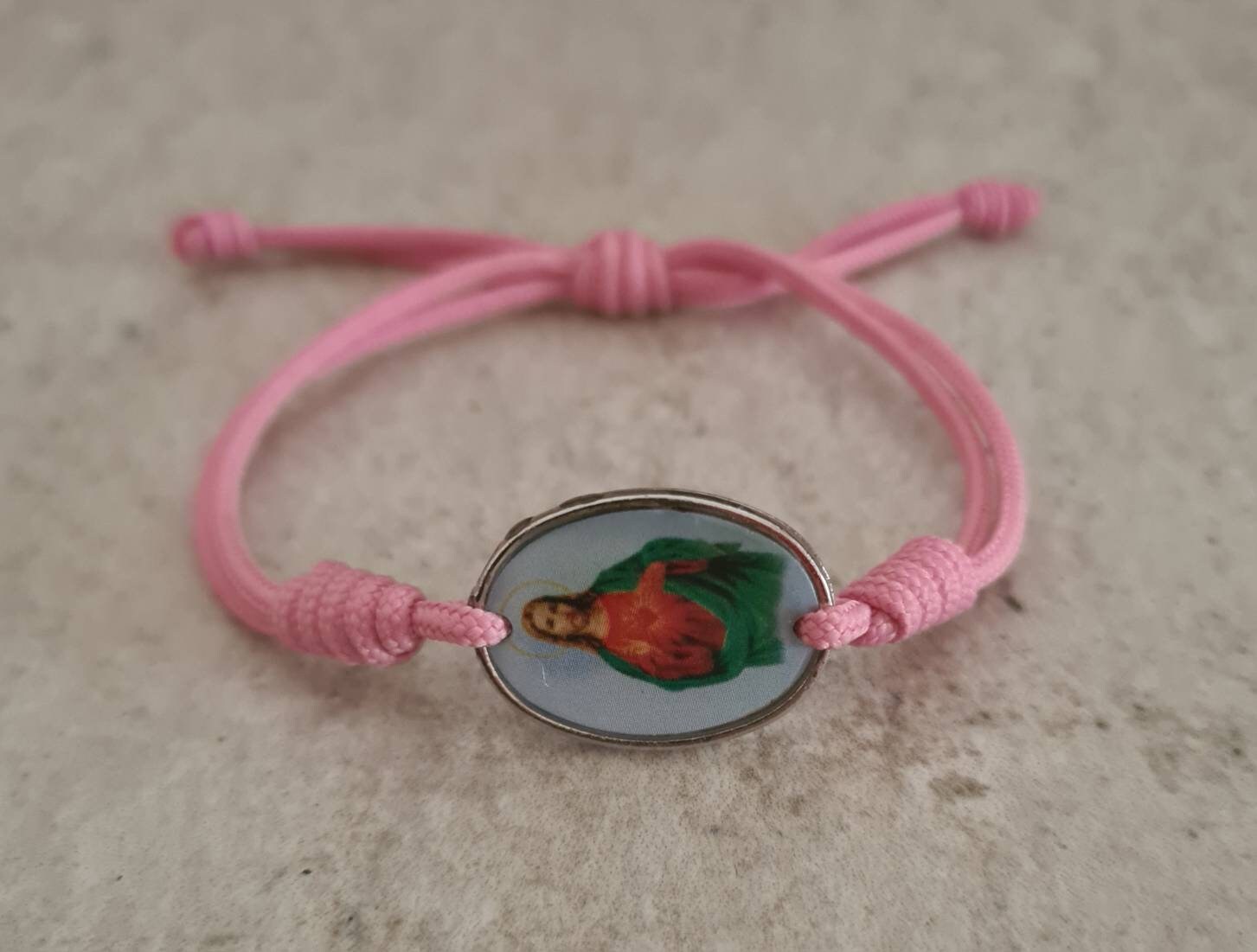 Sacred Heart Jesus simple bracelet, sacred heart bracelet, catholic bracelet, knotted cord bracelet