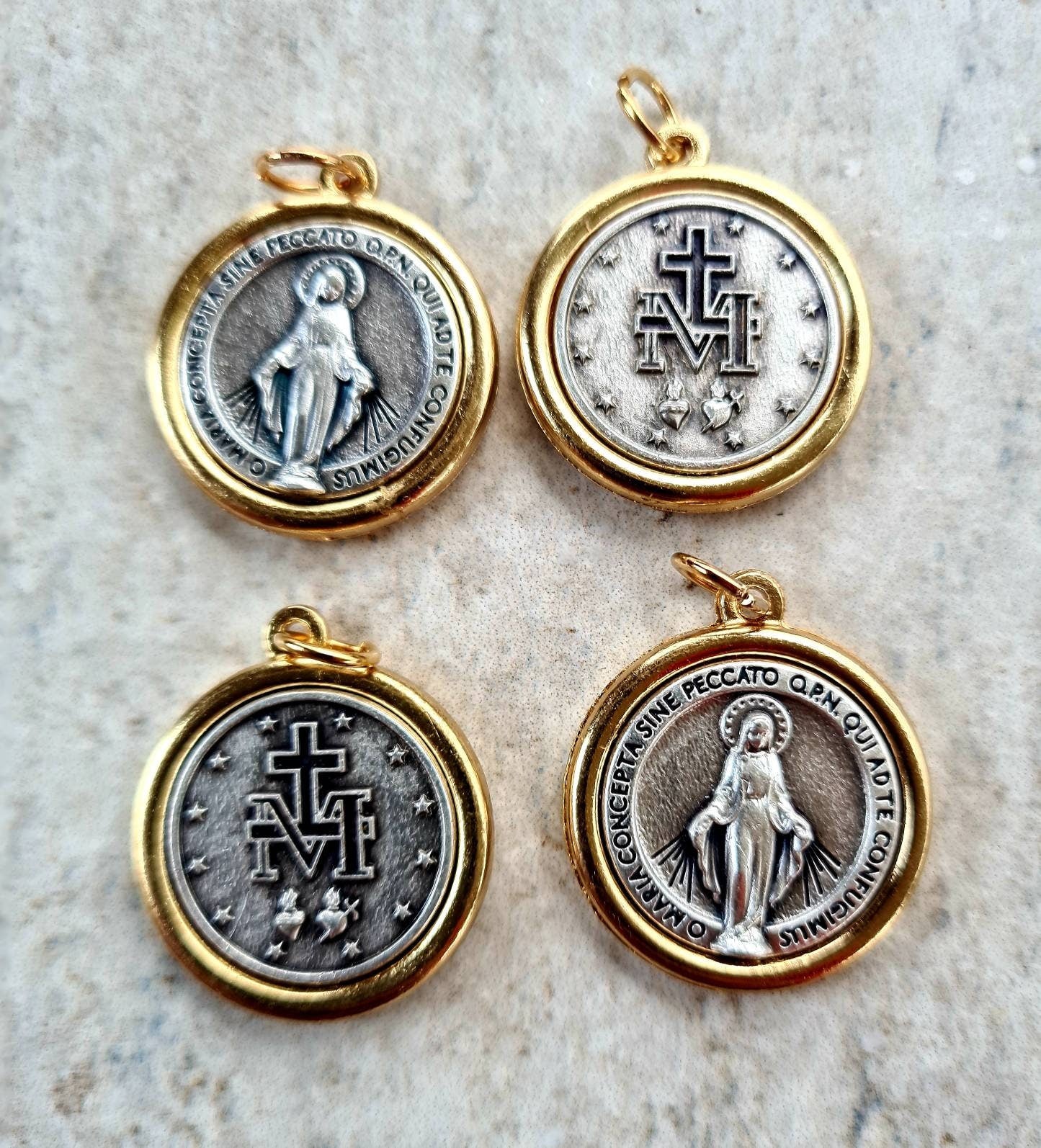 wholesale MIRACULOUS MEDALS BOX 4, 10, 20 pcs, Regina sine labe orginali concepta opn, medals Italy