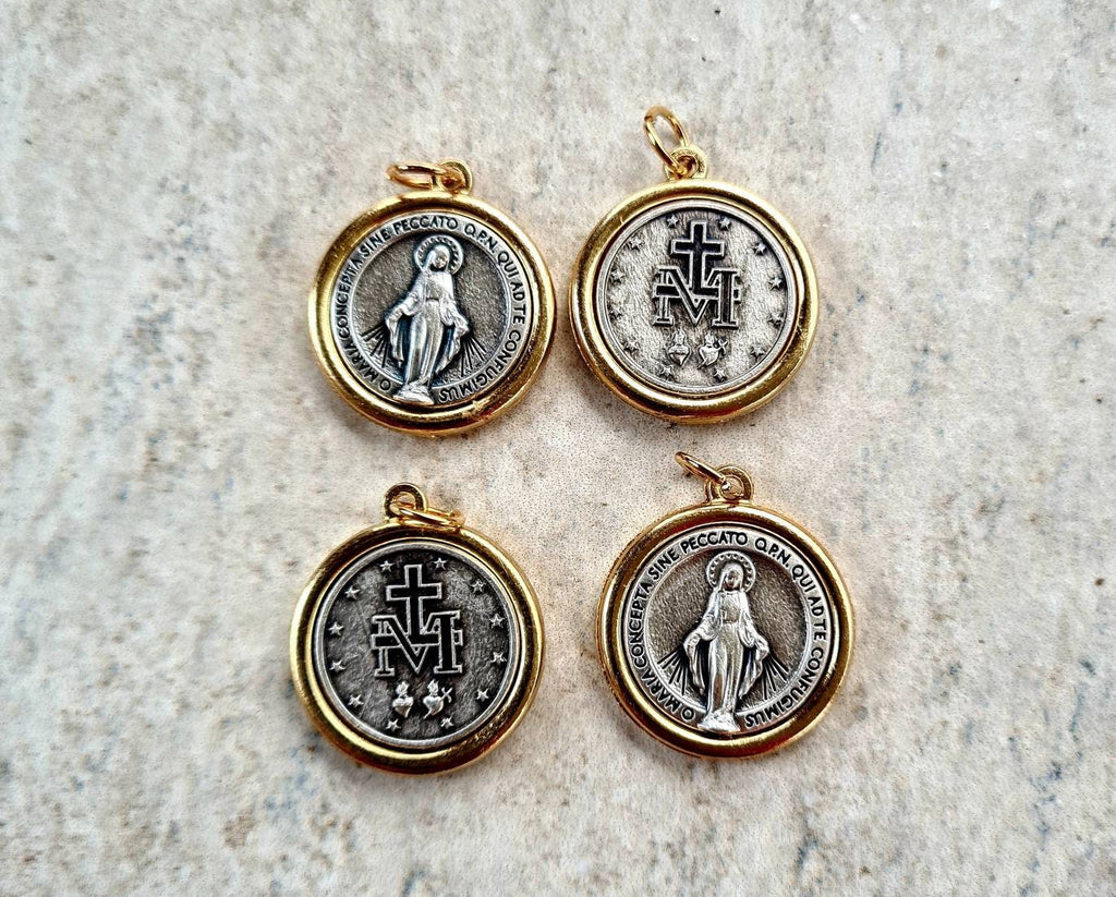 wholesale MIRACULOUS MEDALS BOX 4, 10, 20 pcs, Regina sine labe orginali concepta opn, medals Italy