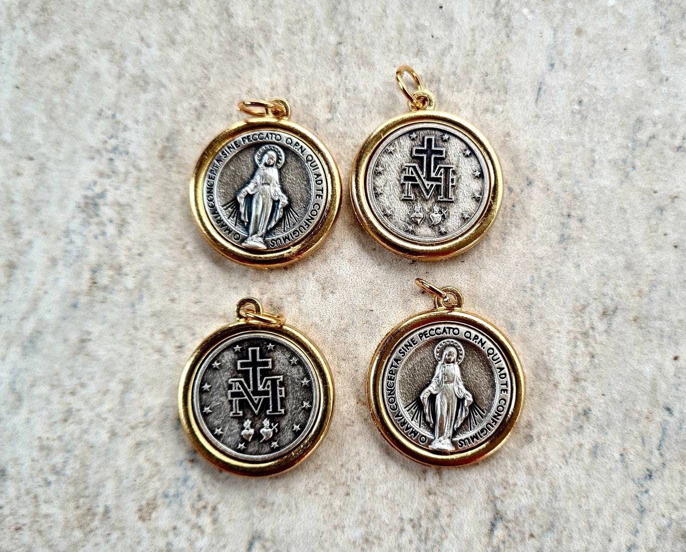 wholesale MIRACULOUS MEDALS BOX 4, 10, 20 pcs, Regina sine labe orginali concepta opn, medals Italy