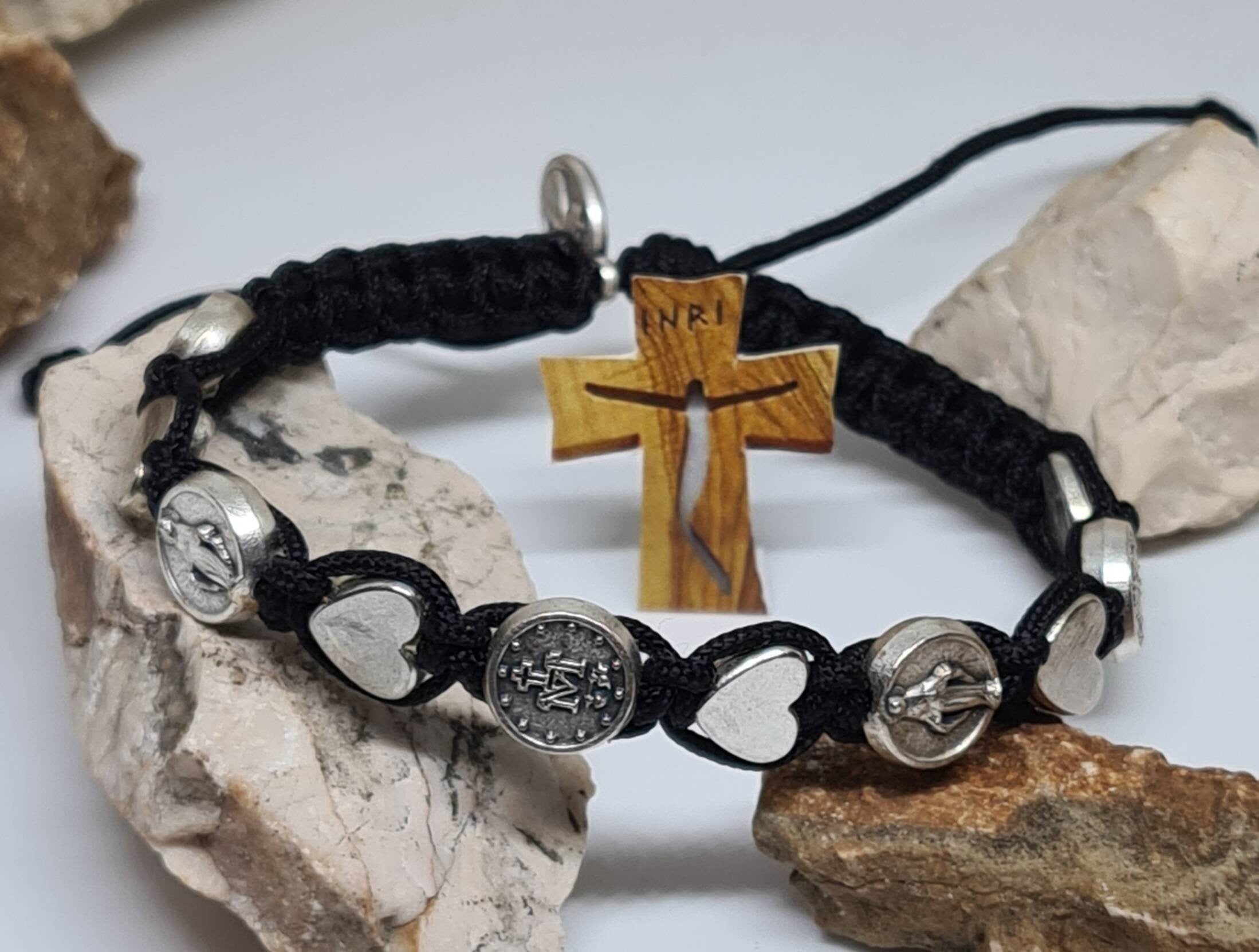 Miraculous catholic bracelet, handmade christian bracelet, knotted cord adjustable bracelet, religious jewelry from Medjugorje