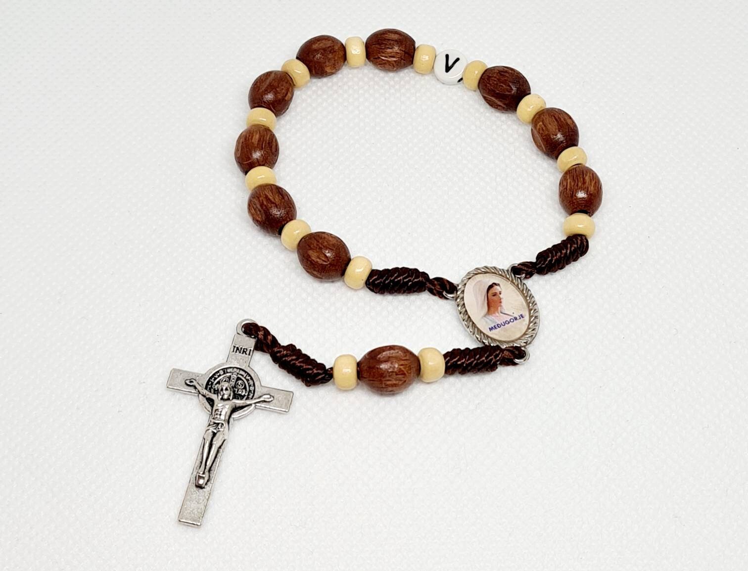 Personalized car rosary with wooden beads, rosary Auto, rosary one decade, Catholic gift, Religious Jewelry Medjugorje