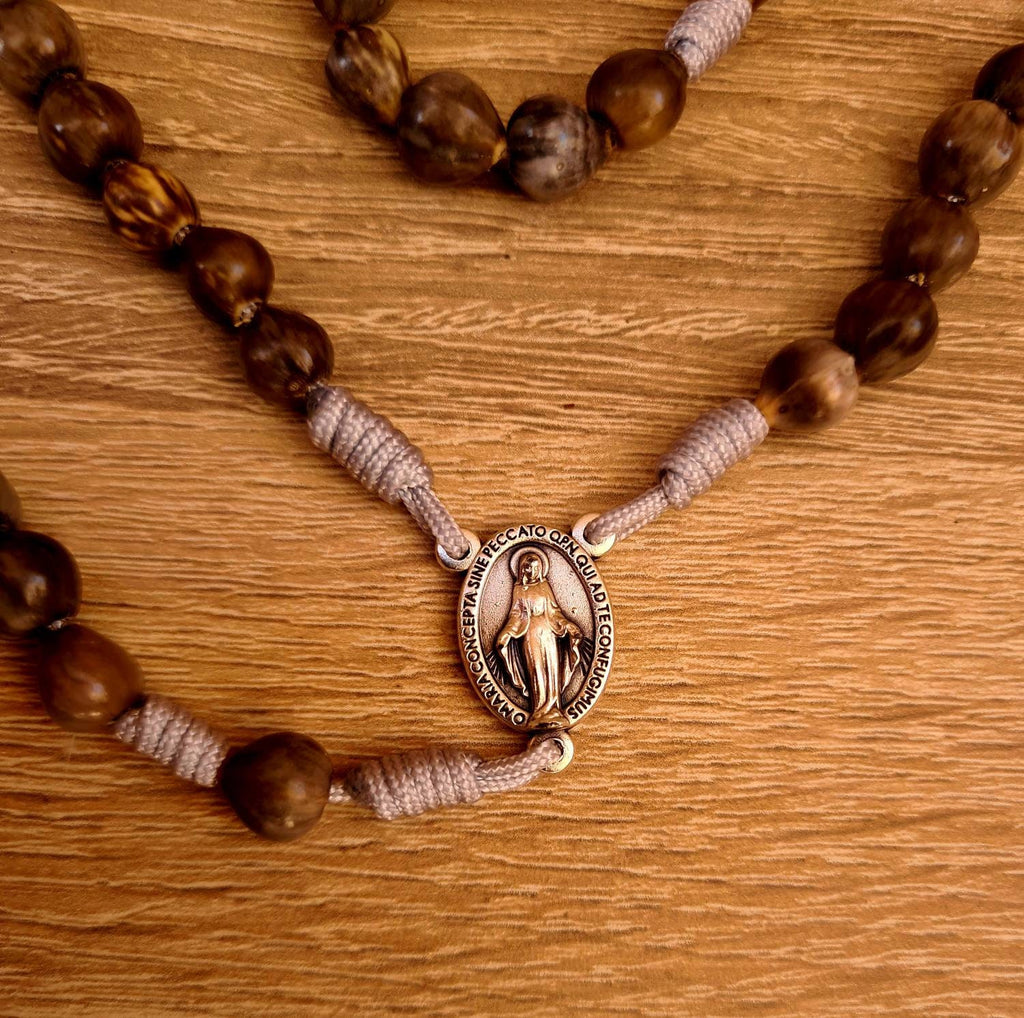 Chaplet of Conversion, handmade chaplet, jobs tears natural beads, catholic gift, jobi coix rosary, miraculous Mary medal
