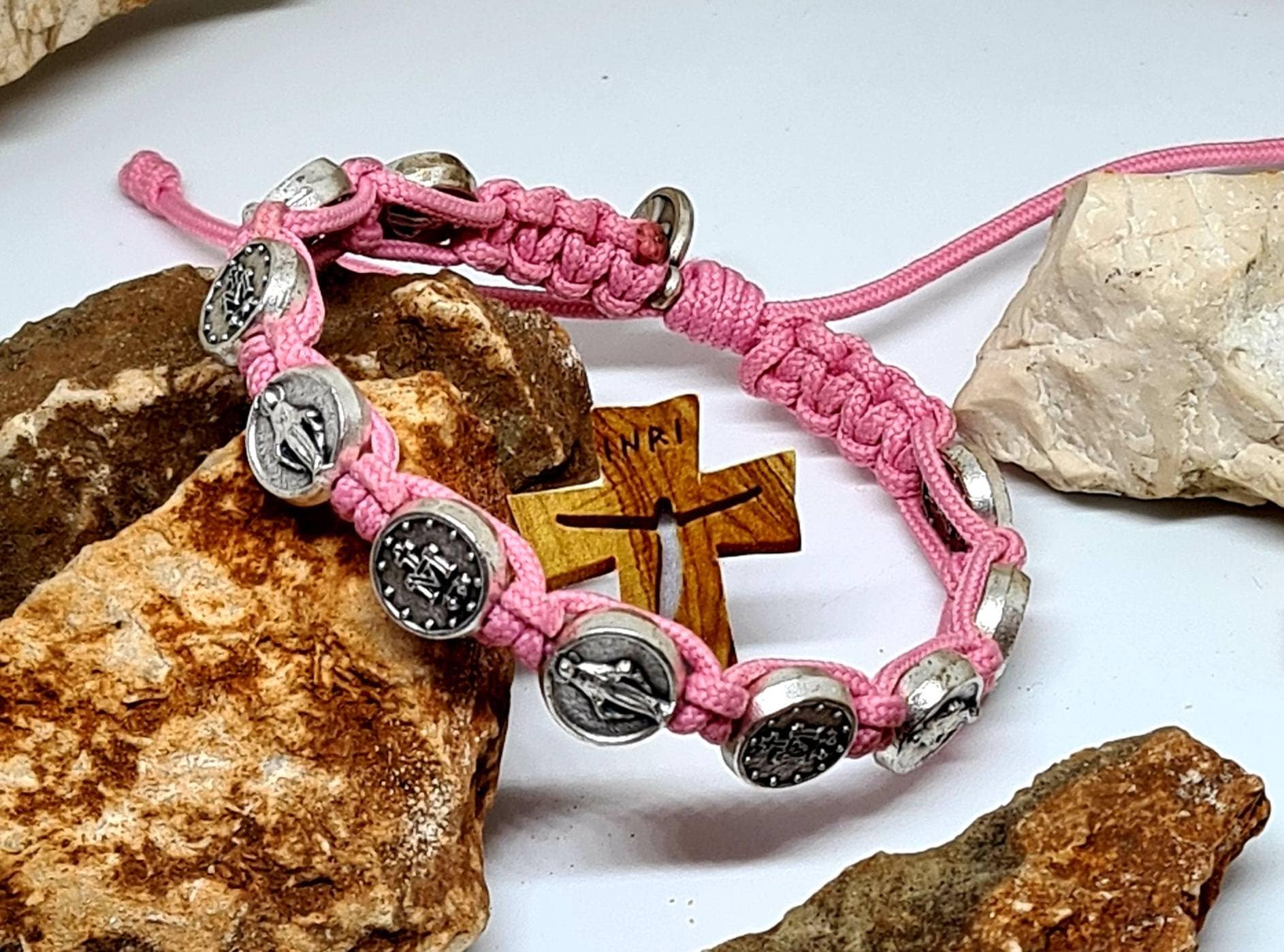 Miraculous bracelet, Miraculous medal, Christian holy bracelet, catholic bracelet, handmade bracelet, knotted cord bracelet