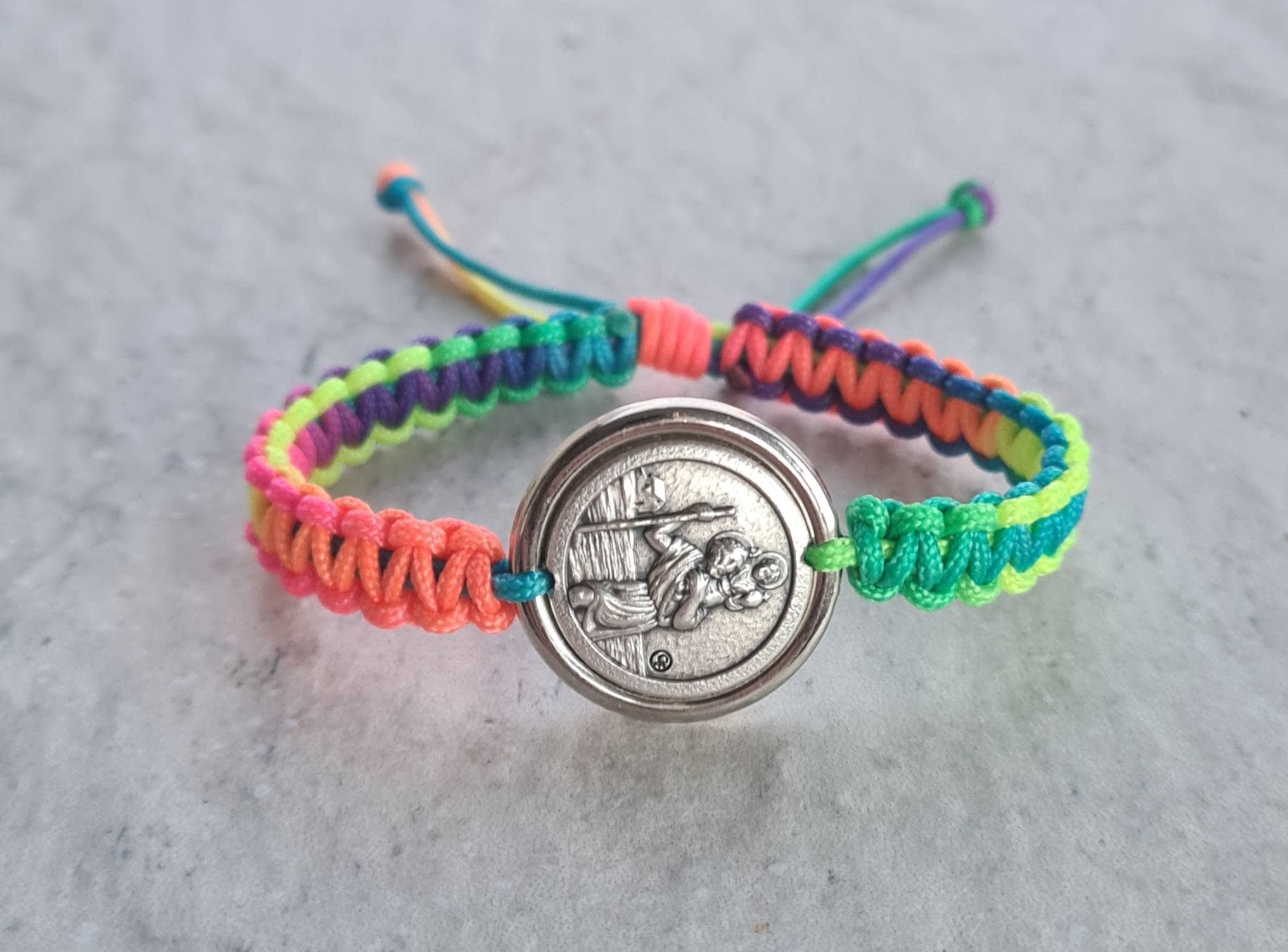 St Christopher bracelet, handmade cord catholic bracelet