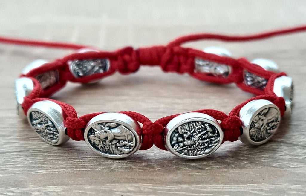 ST MICHAEL the Archangel / Angel Guardian bracelet, knotted cord catholic bracelet, religious jewelry, catholic gift, police saint