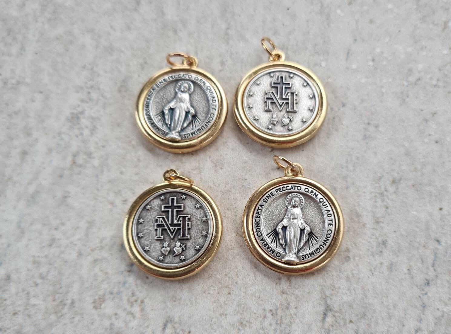 wholesale MIRACULOUS MEDALS BOX 4, 10, 20 pcs, Regina sine labe orginali concepta opn, medals Italy