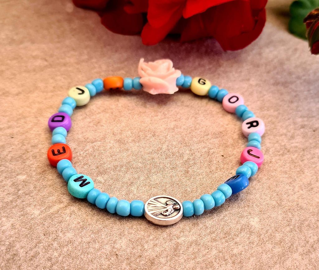 VIRGIN MARY bracelet, handmade catholic adjustable bracelet, holy bracelet, religious jewelry, christian bracelet, custom size