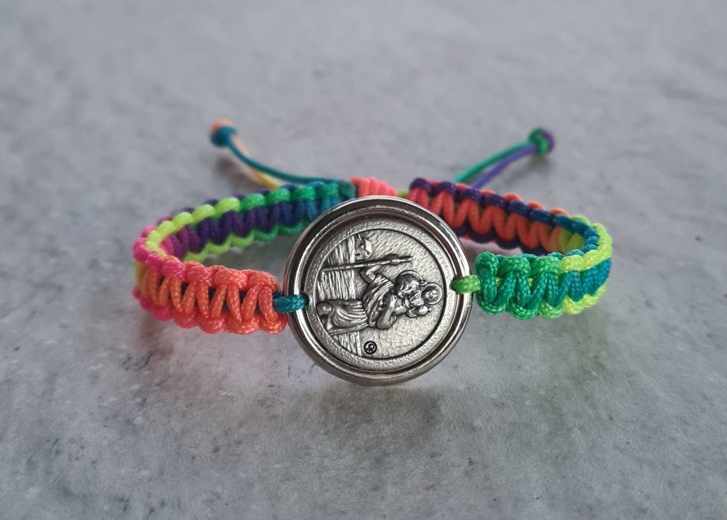 St Christopher bracelet, handmade cord catholic bracelet