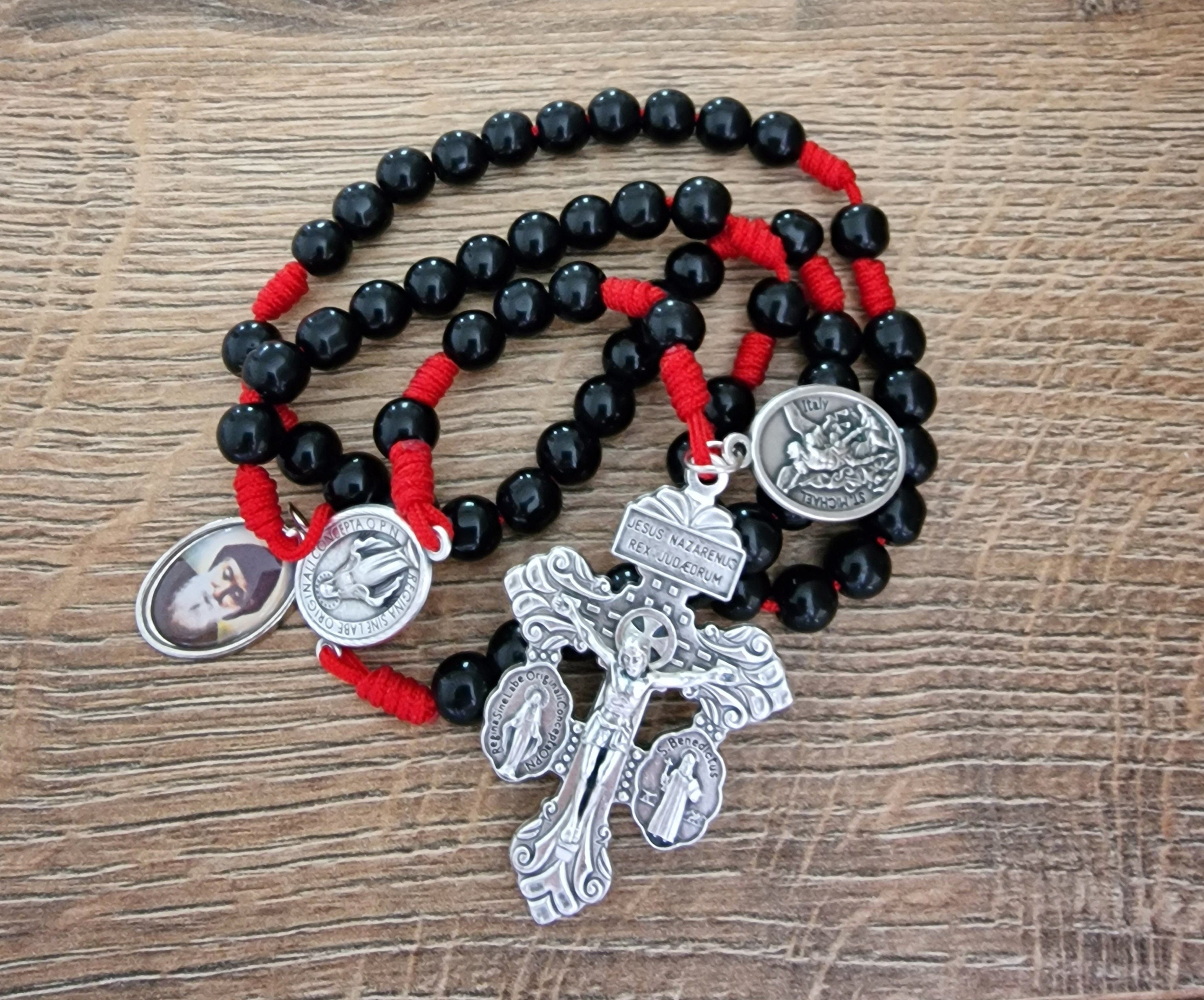 Handmade black glass rosary