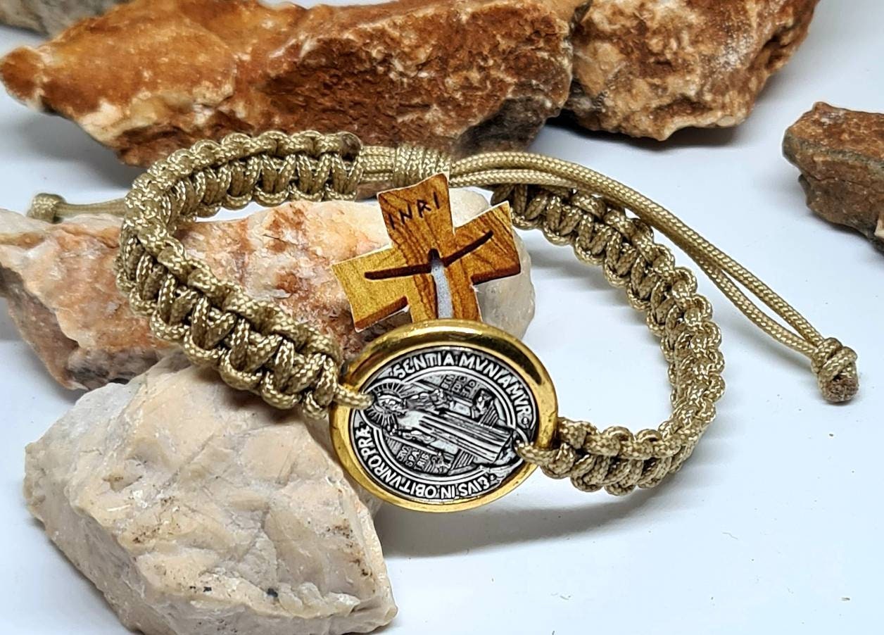 ST BENEDICT BRACELET, saint benedict medal, handmade adjustable holy bracelet, religious jewelry from Medjugorje
