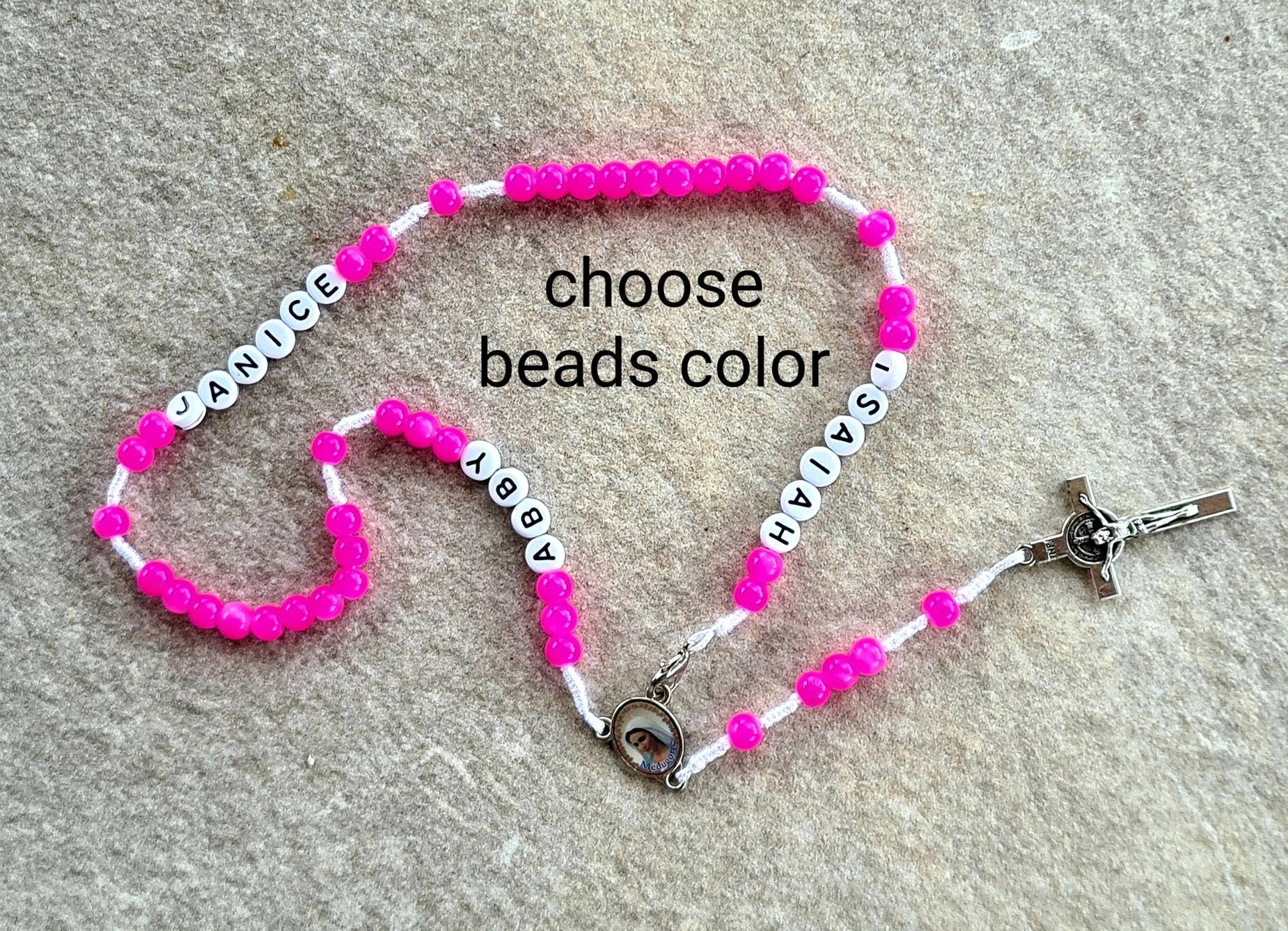 FAMILY NAME CUSTOM hot pink rosary, handmade personalised rosary, catholic name rosary, custom family rosary, gift for catholic family