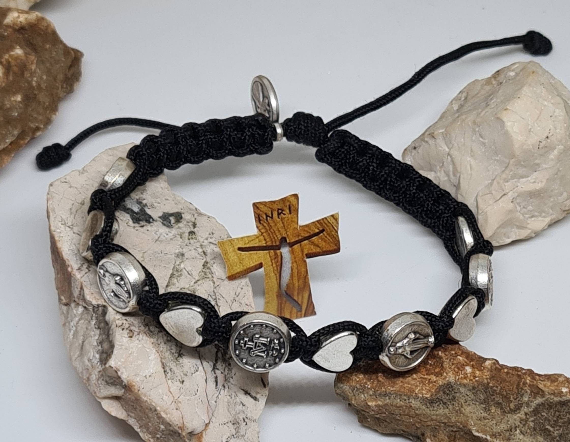 Miraculous catholic bracelet, handmade christian bracelet, knotted cord adjustable bracelet, religious jewelry from Medjugorje