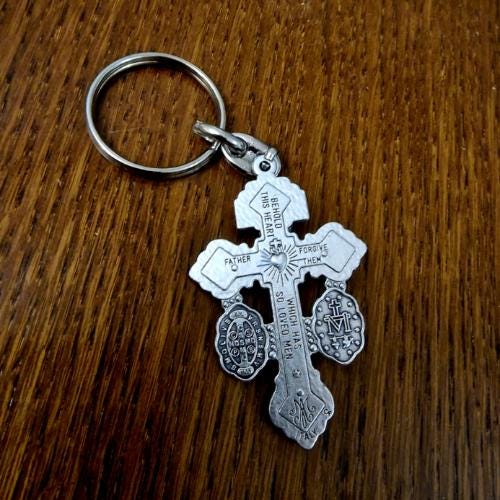 PARDON CROSS KEYCHAIN, Catholic Keychain
