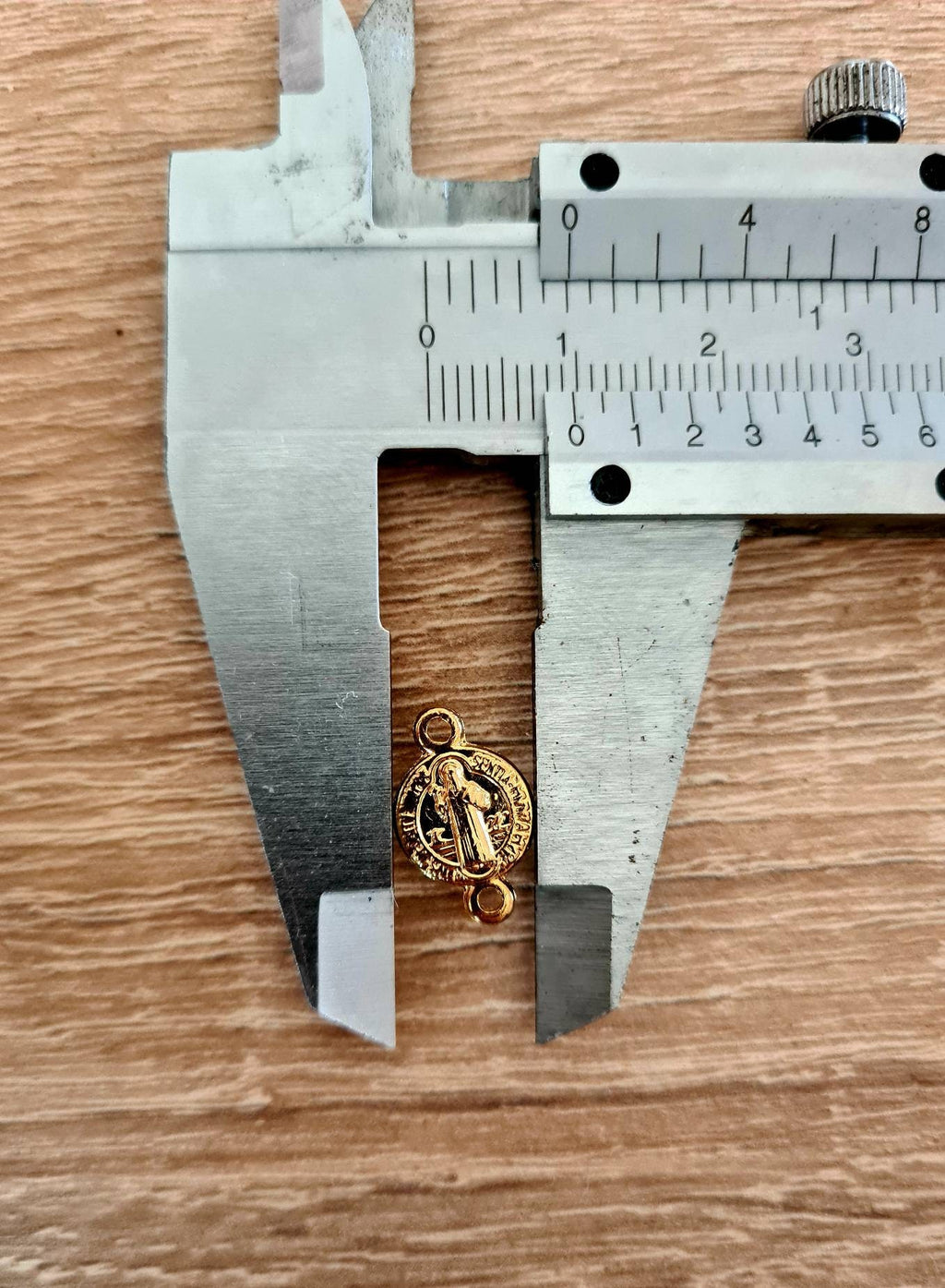 Gold Saint Benedict Medal Connector, San Benito Rosary Centerpiece, Catholic Rosary Parts, Religious Jewelry Findings, Wholesale Bulk