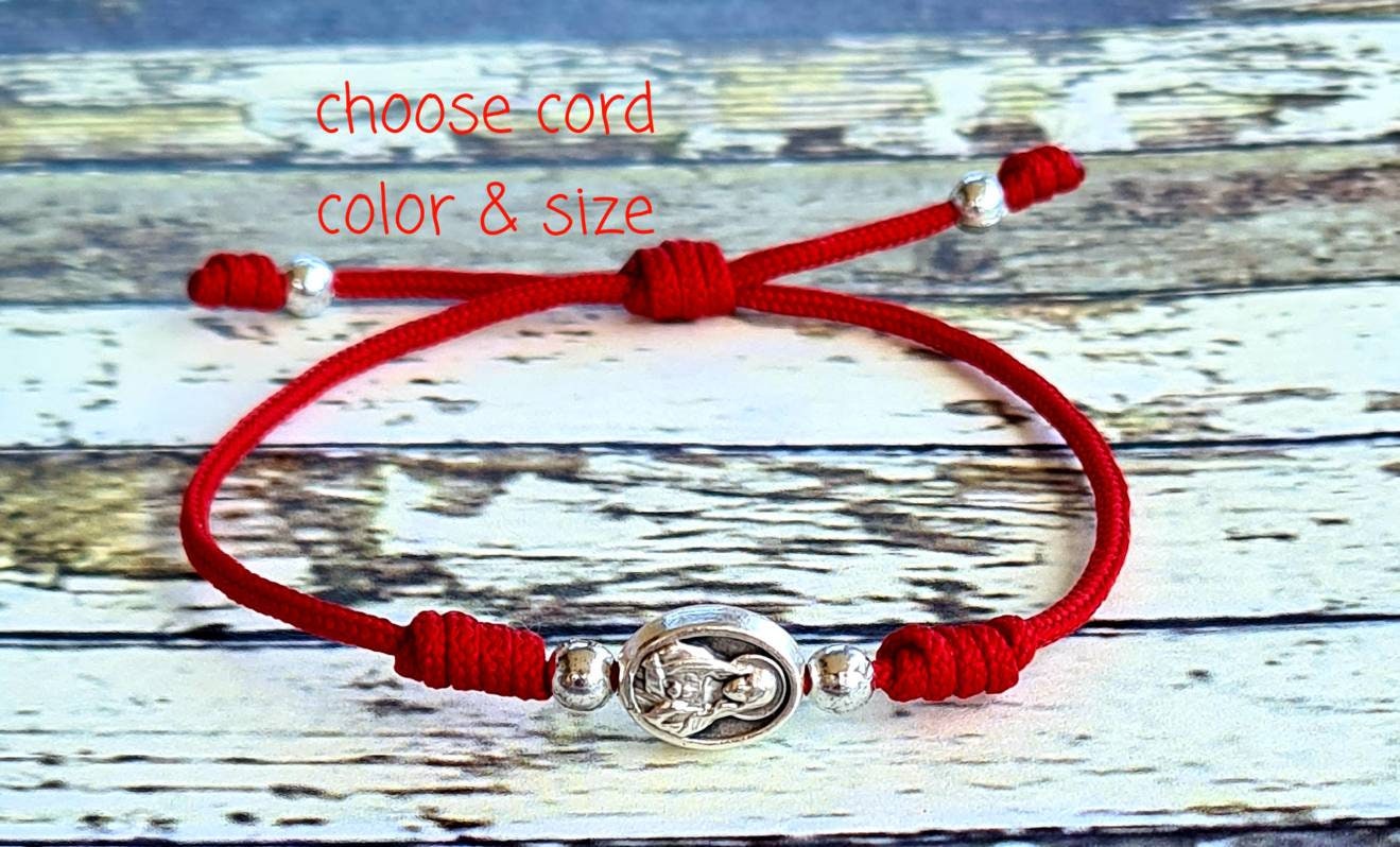 SIMPLE BRACELET SACRED heart of Mary, handmade holy adjustable bracelet, immaculate heart of Mary, catholic gift women men,  Medjugorje