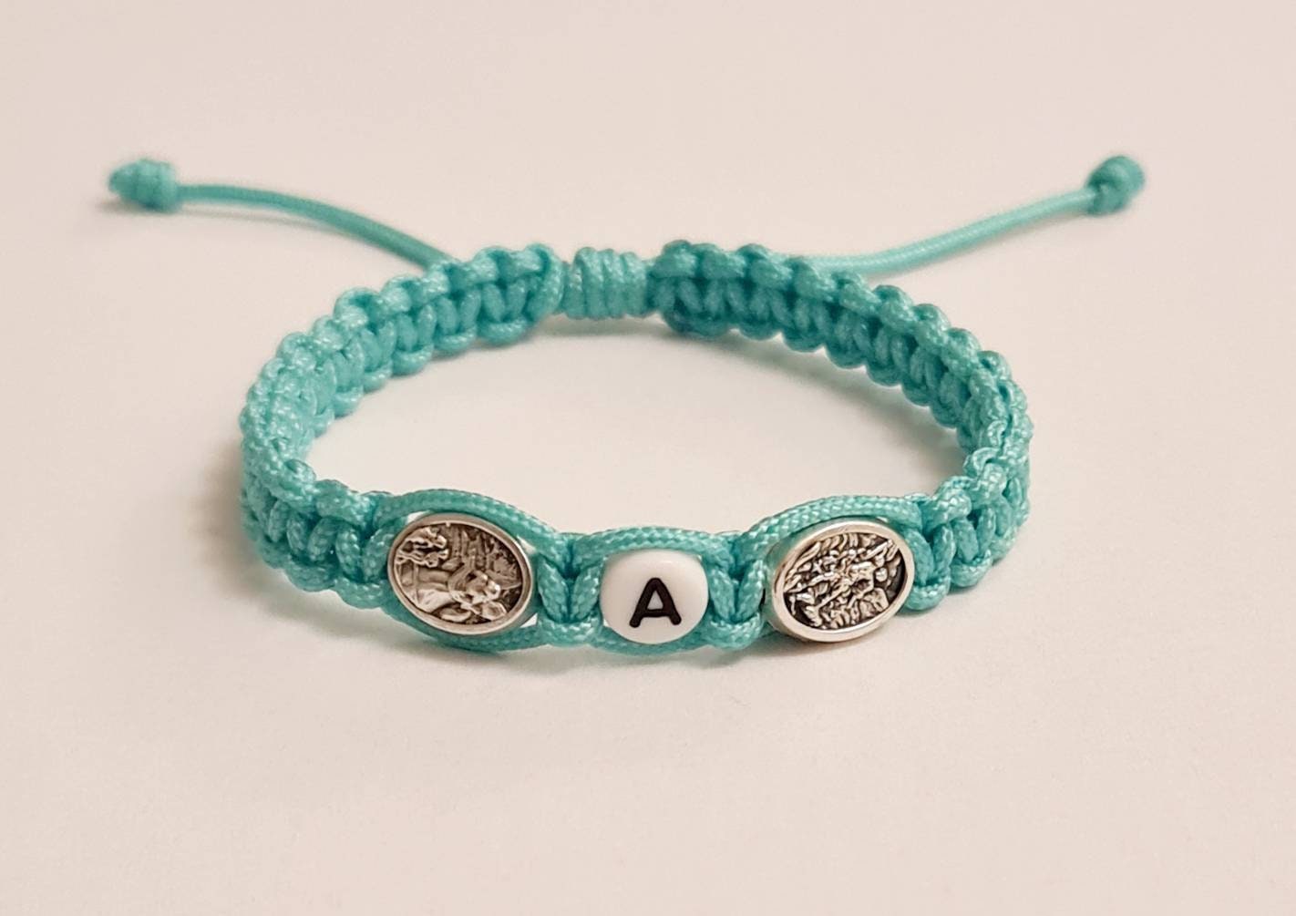 Personalised bracelet, St Michael Archangel / Angel Guardian bracelet, catholic bracelet, knotted cord bracelet