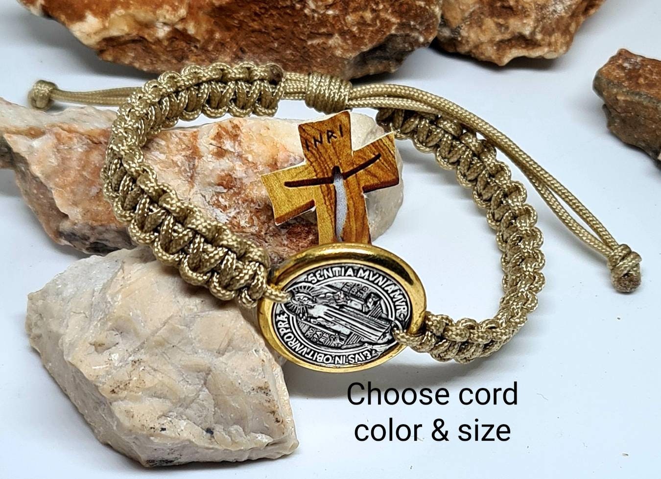 ST BENEDICT BRACELET, saint benedict medal, handmade adjustable holy bracelet, religious jewelry from Medjugorje