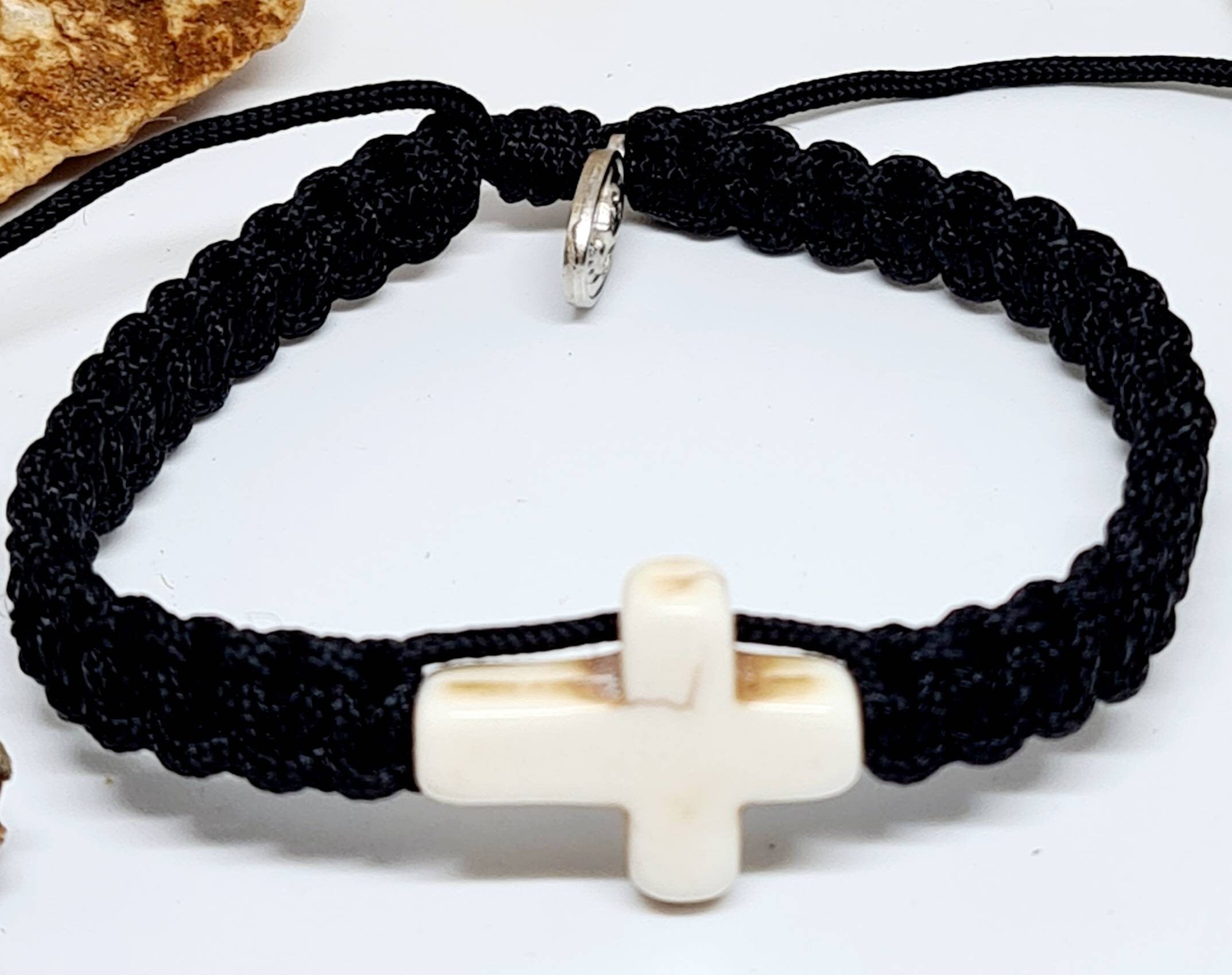 Handmade Saint Bracelet whit Cross ceramica Religious cord Jewelry Catholic Gift adjustable Blessing from Medjugorje Gift for Women Men
