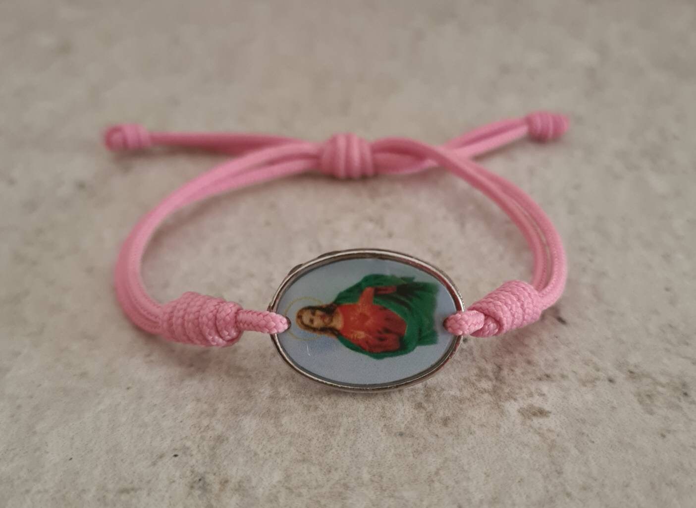Sacred Heart Jesus simple bracelet, sacred heart bracelet, catholic bracelet, knotted cord bracelet