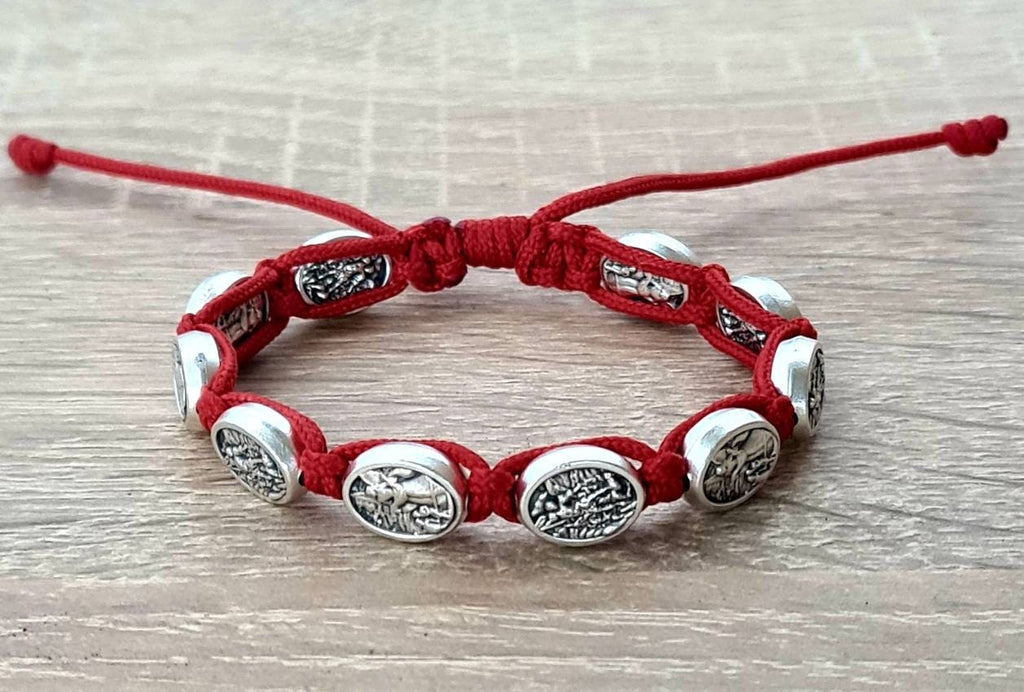 ST MICHAEL the Archangel / Angel Guardian bracelet, knotted cord catholic bracelet, religious jewelry, catholic gift, police saint