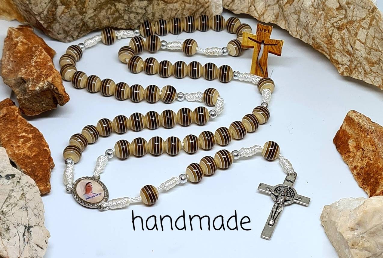Handmade rosary from Medjugorje Chaplet with beads 8mm  Holy Catholic rosary catholic gift Religious jewelry, a wedding anniversary gift