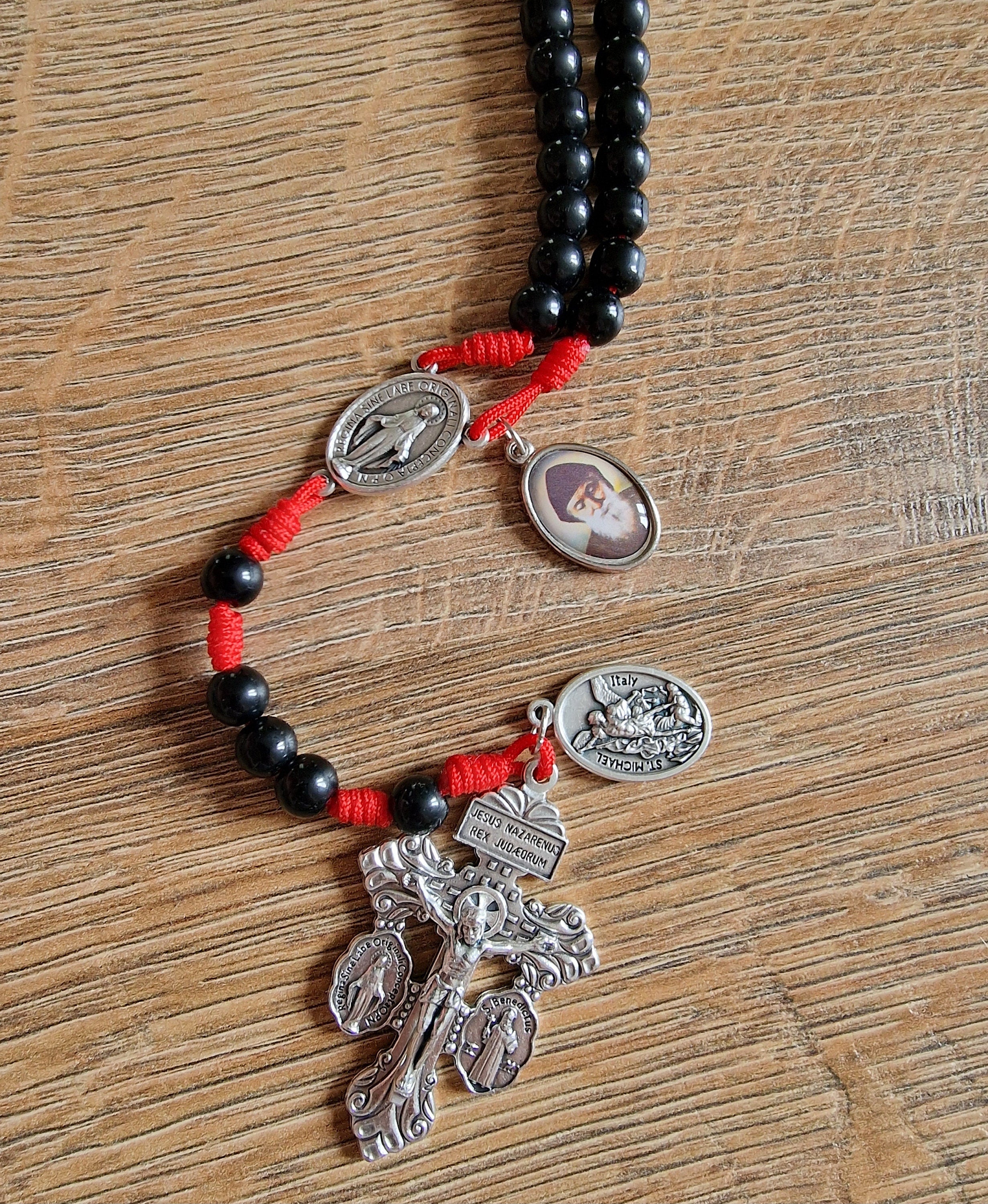 Handmade black glass rosary