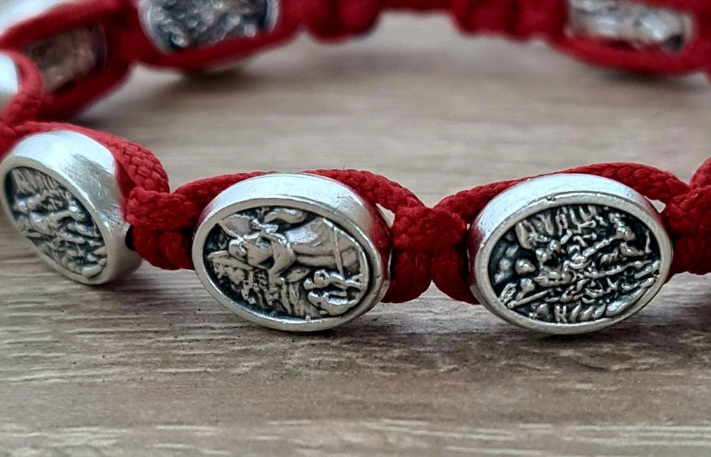 St Michael Archangel / Angel Guardian bracelet, blue crosses catholic bracelet, knotted cord bracelet