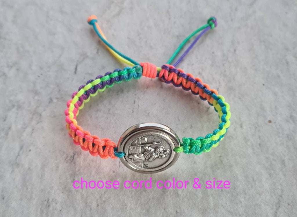 St Christopher bracelet, handmade cord catholic bracelet