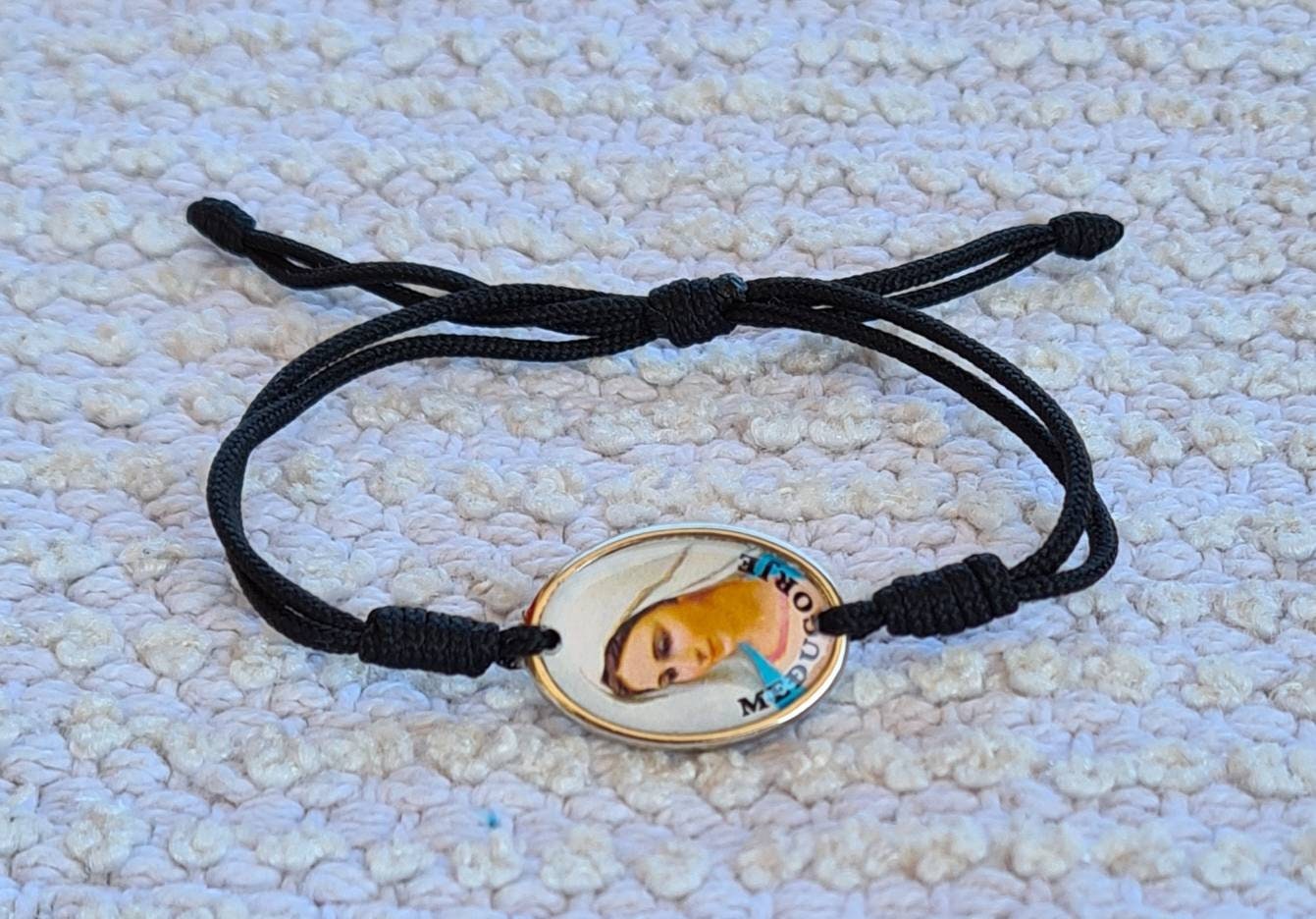 Virgin Mary Bracelet, Simple bracelet, Knotted cord Catholic Gift Religious Jewelry From Medjugorje Adjustable Bracelet Handmade