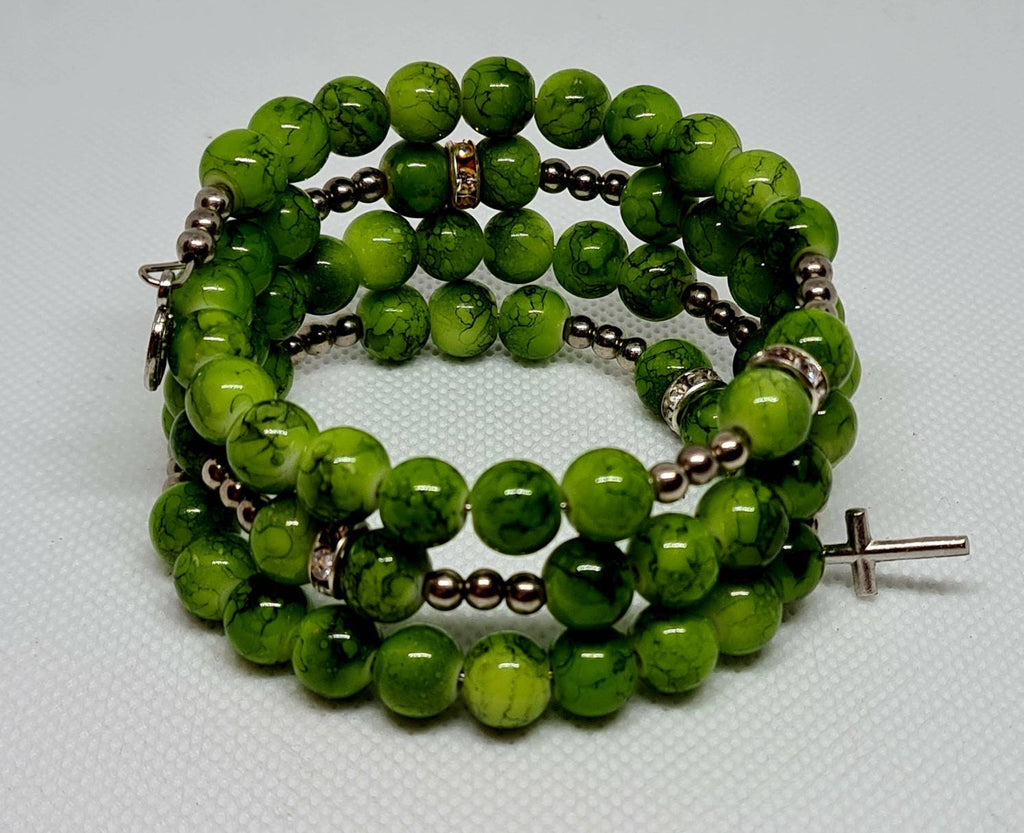 Handmade green rosary bracelet