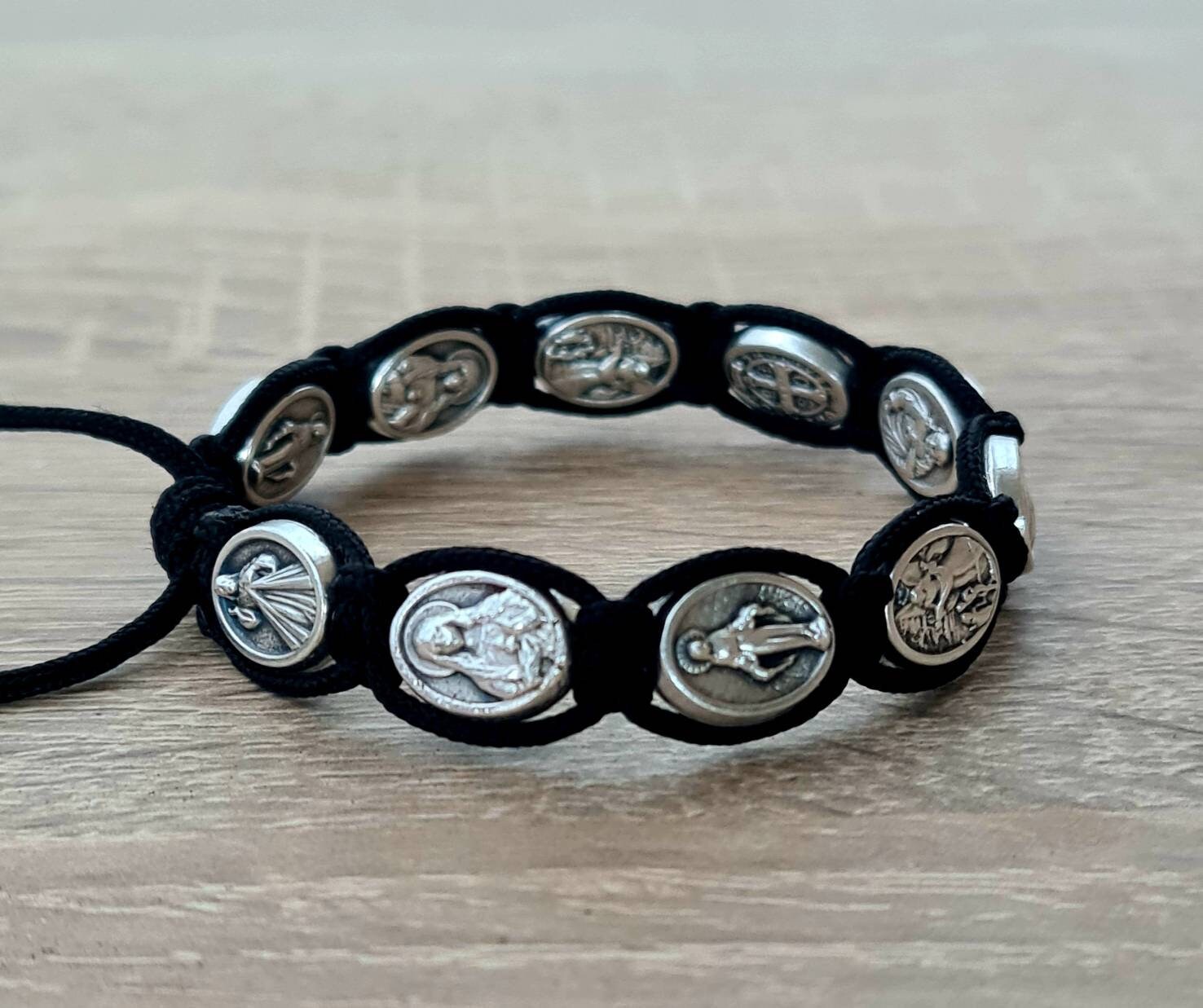 All saints custom bracelet, catholic bracelet, knotted cord bracelet