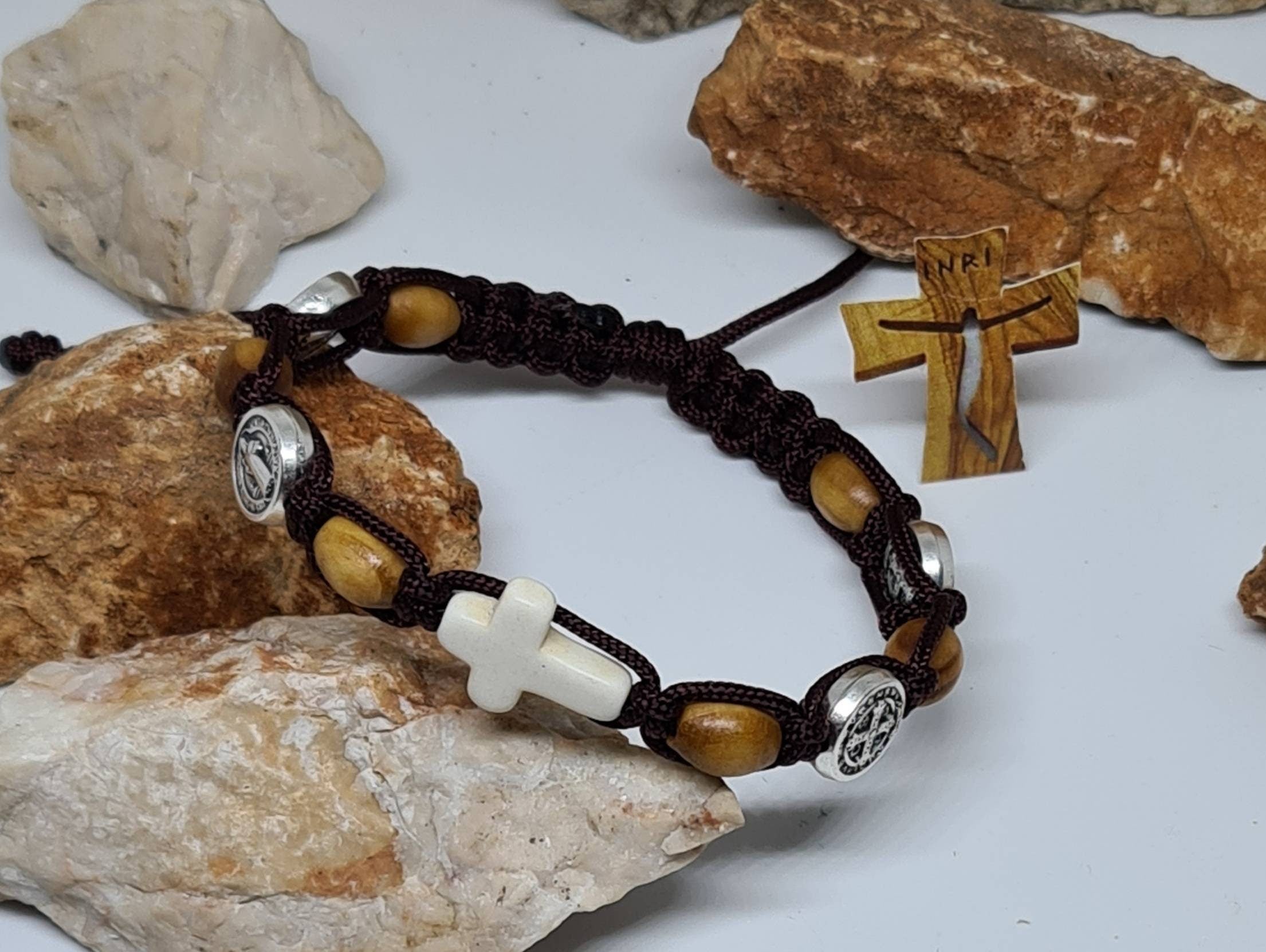 ST BENEDICT BRACELET, saint benedict medal, handmade adjustable holy bracelet, religious jewelry from Medjugorje, San Benito medals