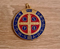 ST BENEDICT MEDAL, xl medal 2 inch, San Benito medal gold tone, Italy medal, Saint Benedict medal
