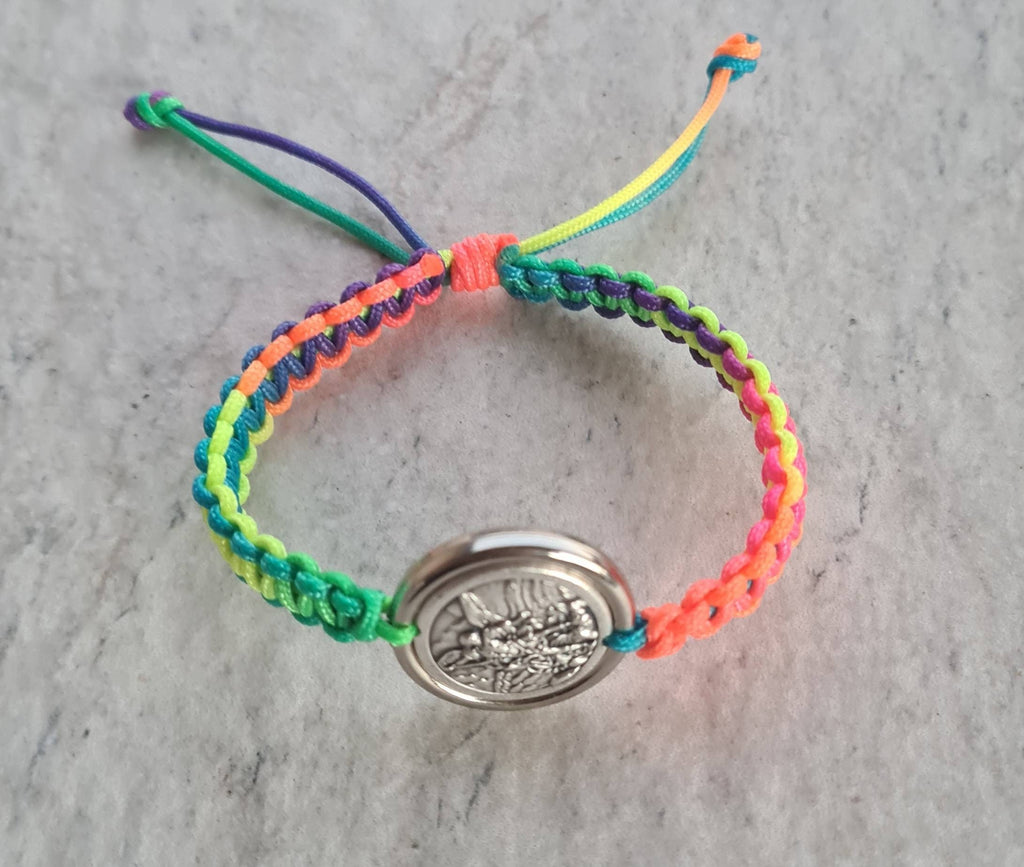 ST MICHAEL BRACELET, handmade catholic bracelet, police saint, knotted cord christian bracelet, adjustable saint bracelet, custom size