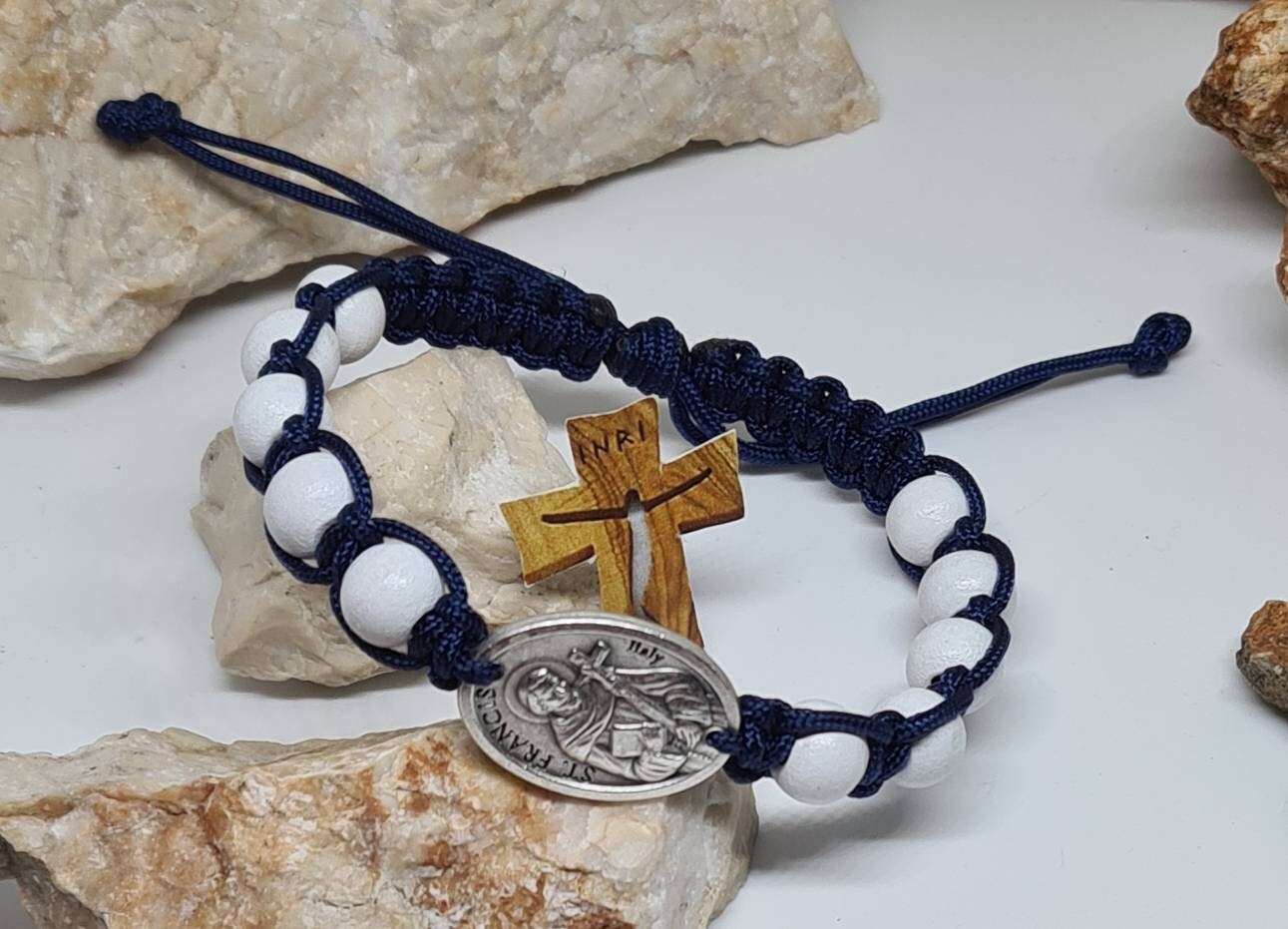 SAINT FRANCIS BRACELET, handmade christian bracelet, knotted cord adjustable bracelet, religious jewelry from Medjugorje