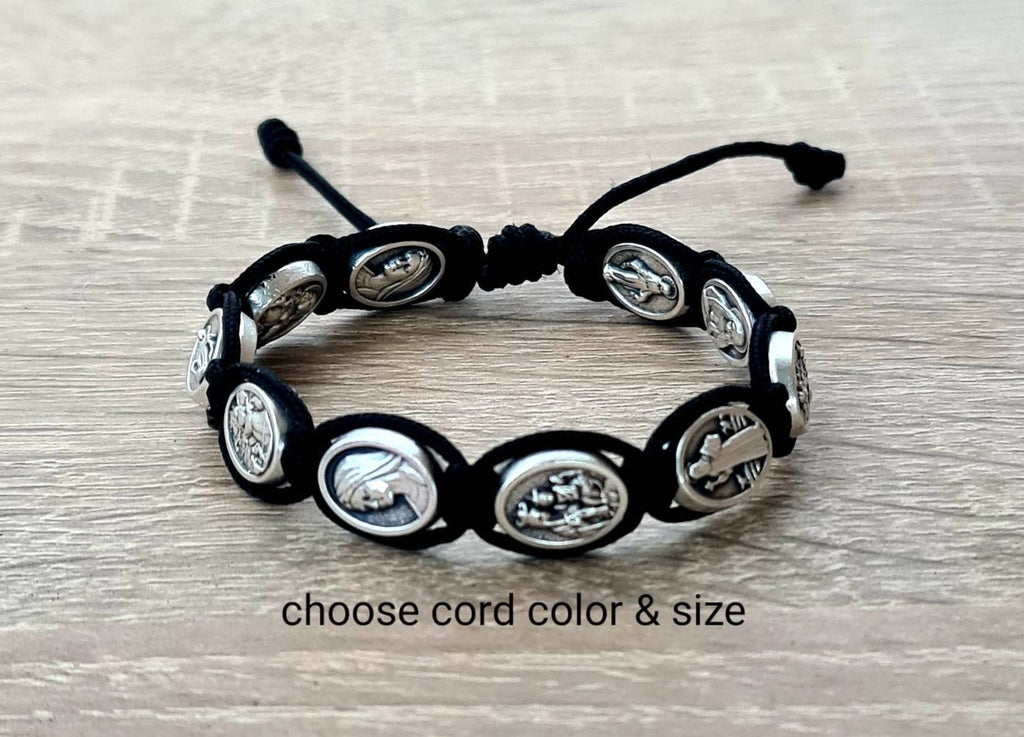 ALL SAINTS BRACELET, holly catholic custom bracelet, st Benedict, st Michael, Virgin Mary, Divine Mercy, Miraculous, Jesus, Angel Guardian