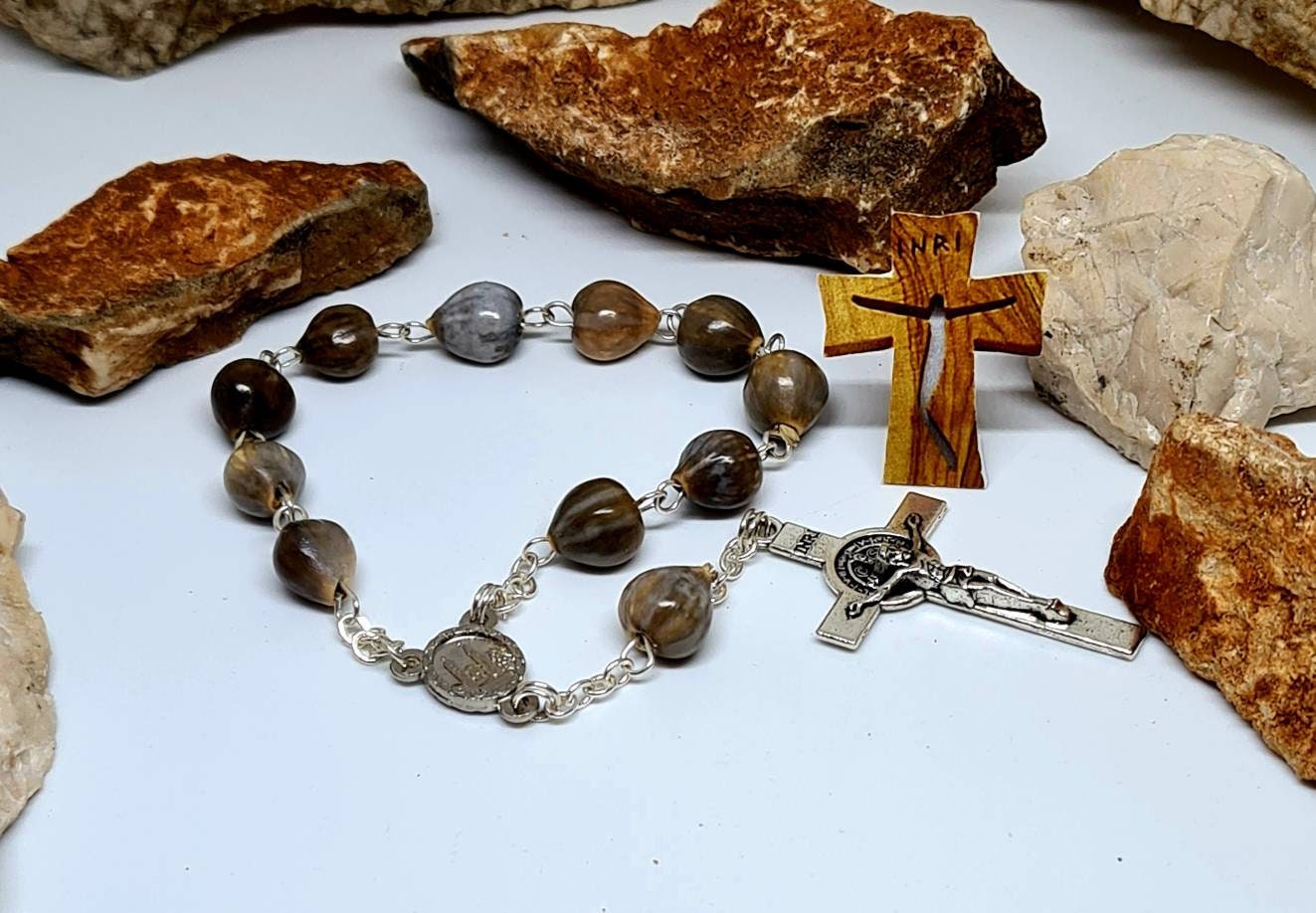 Car Rosary With jobs tears, one decade, mini rosaries for Auto, rosary Patron of Travel car Acessories, jobi coix natural beads