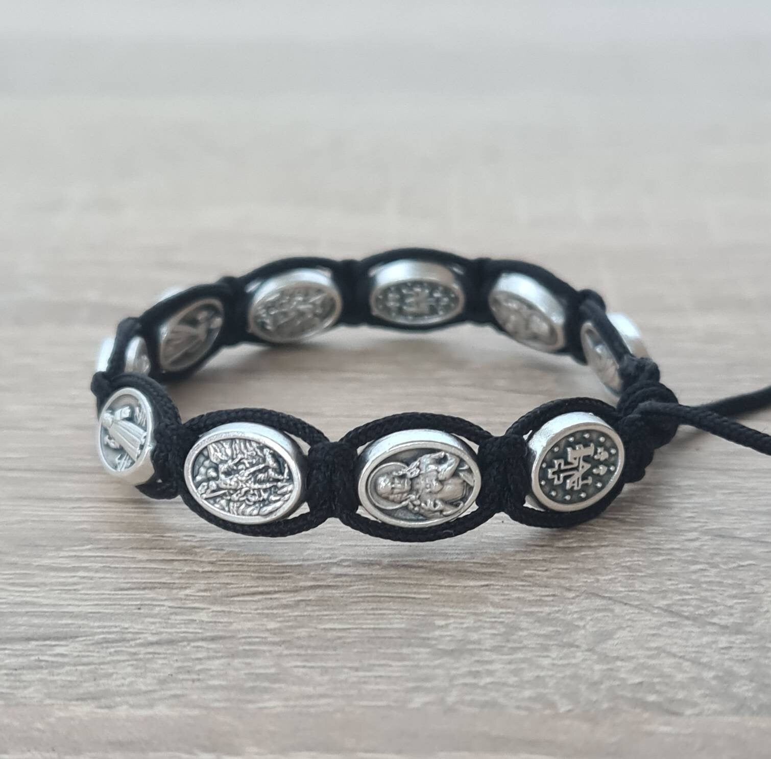 All saints custom bracelet, catholic bracelet, knotted cord bracelet