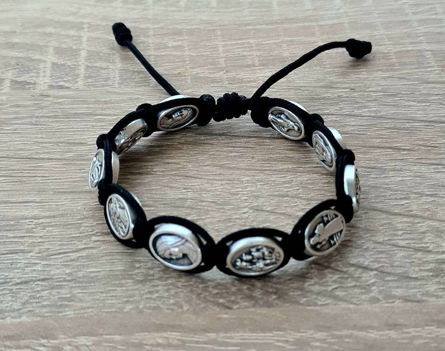 All saints custom bracelet, catholic bracelet, knotted cord bracelet