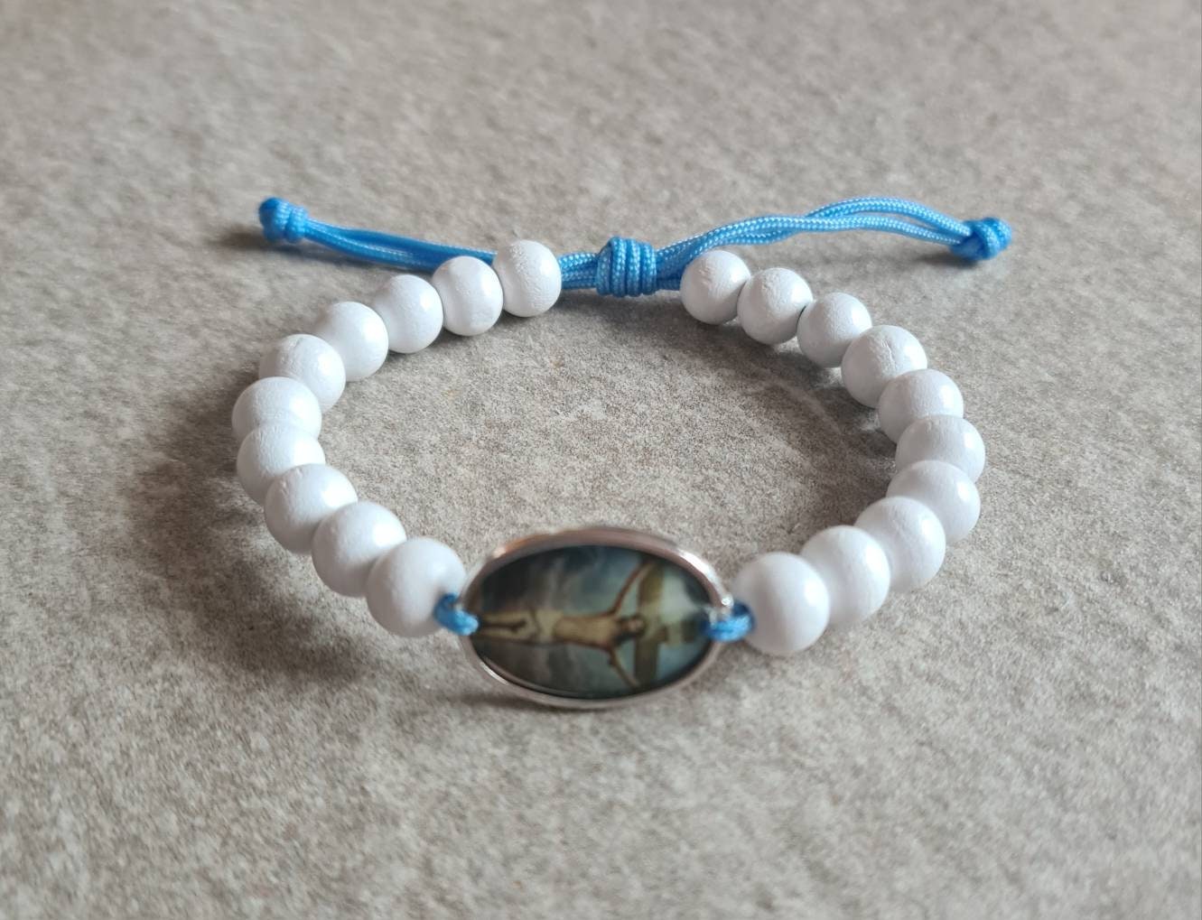 Jesus Christ Nazaret bracelet, catholic bracelet, custom bracelet, choose cord color & beads color