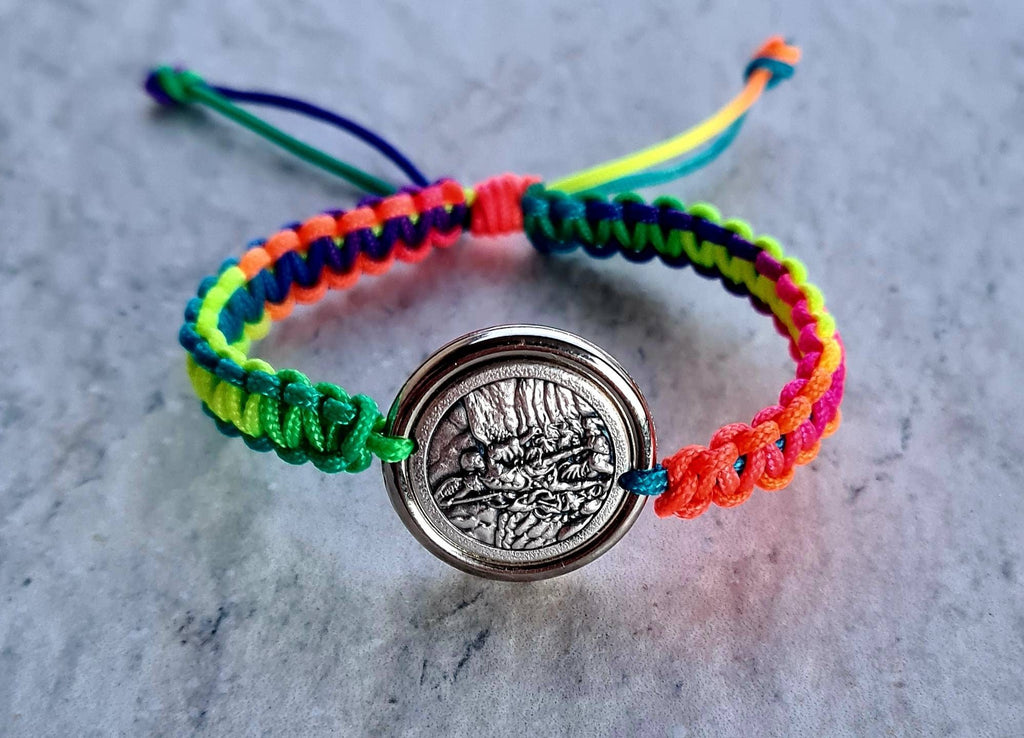 ST MICHAEL BRACELET, handmade catholic bracelet, police saint, knotted cord christian bracelet, adjustable saint bracelet, custom size