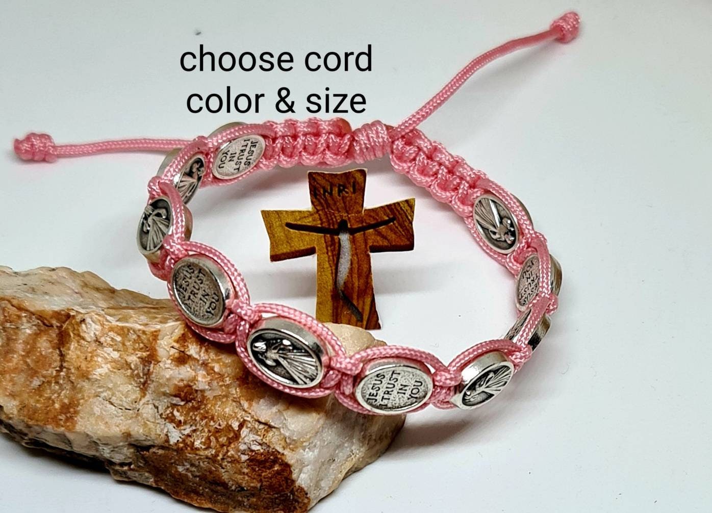 JESUS DIVINE MERCY bracelet, Jesus i Trist in you medals, Jesus medal bracet, Chrisrian holy bracele, religious jewelry from Medjugorje