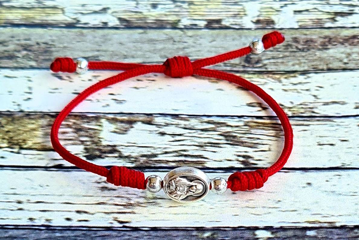 SIMPLE BRACELET SACRED heart of Mary, handmade holy adjustable bracelet, immaculate heart of Mary, catholic gift women men,  Medjugorje