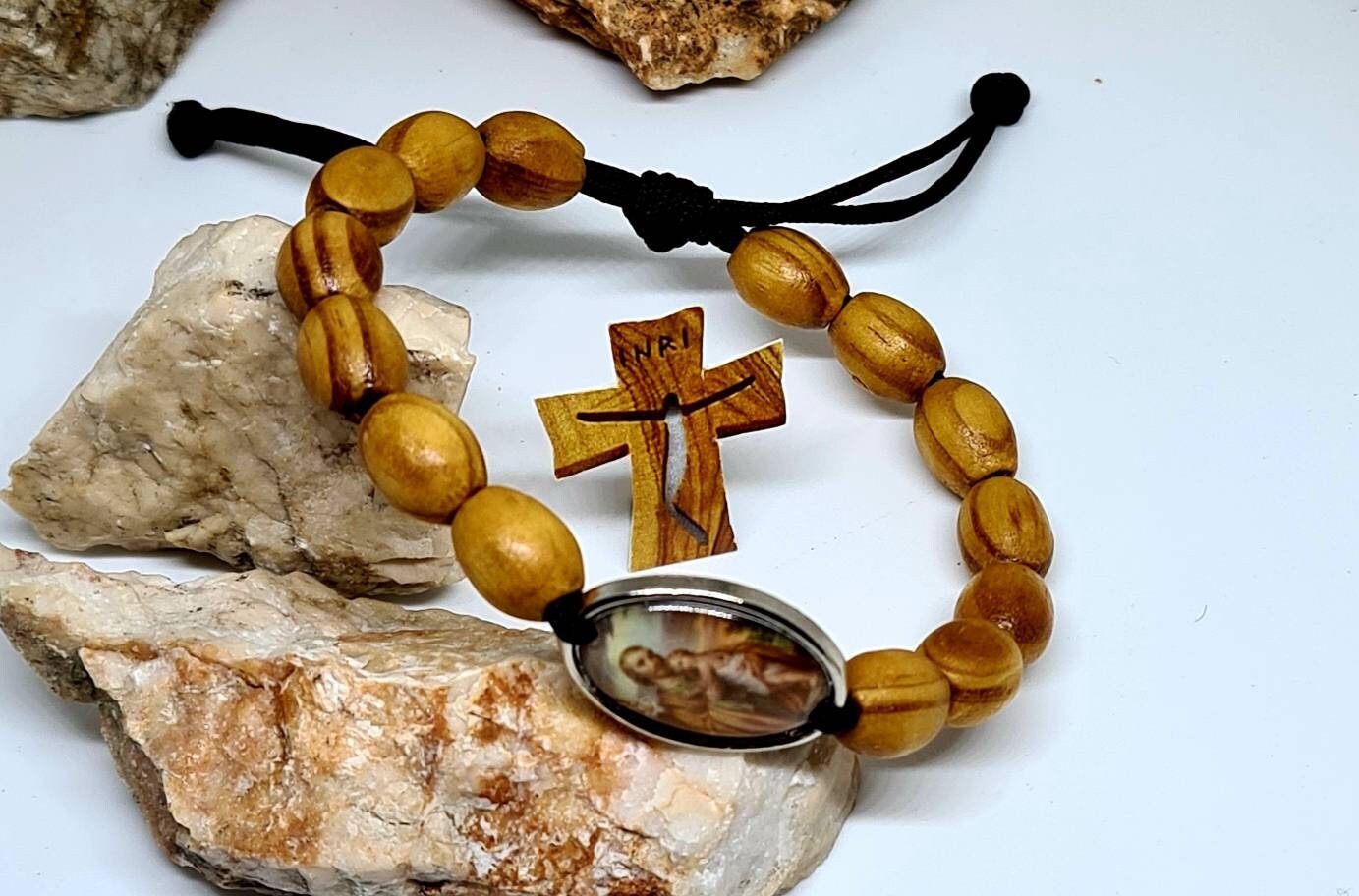 Saint Joseph Bracelet, Christian bracelet, Faitih bracelet, Patron saint jeweley, Catholic bracelet, Holy medals, knotted cord bracelet