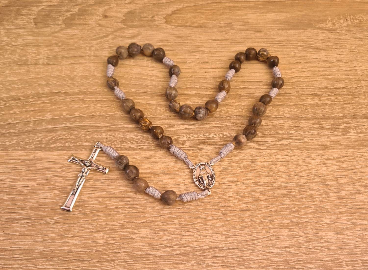Chaplet of Conversion, handmade chaplet, jobs tears natural beads, catholic gift, jobi coix rosary, miraculous Mary medal