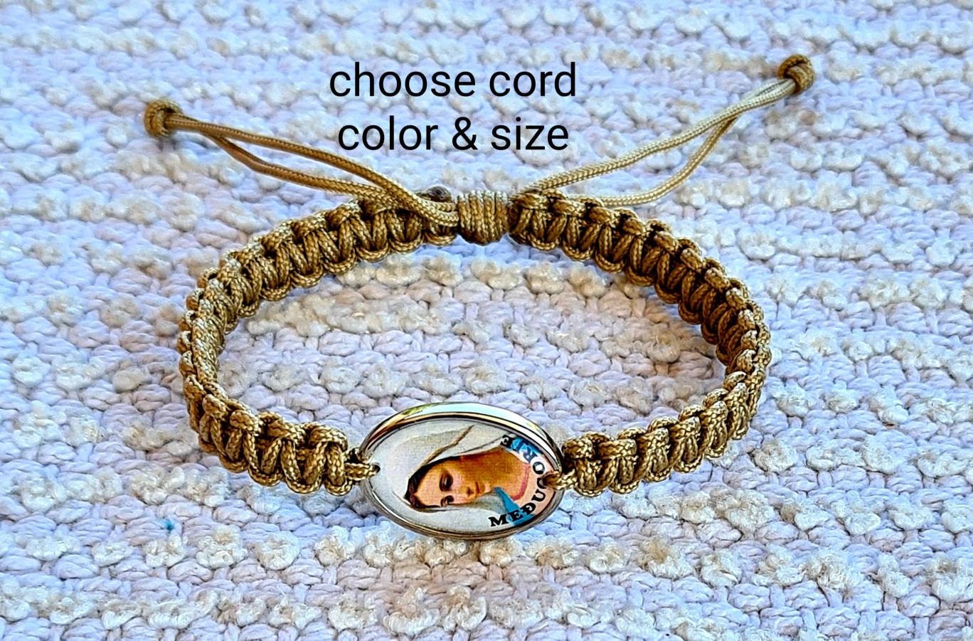 Virgin Mary Bracelet, Mary bracelet, Knotted cord Catholic Gift Religious Jewelry From Medjugorje Adjustable Bracelet Handmade