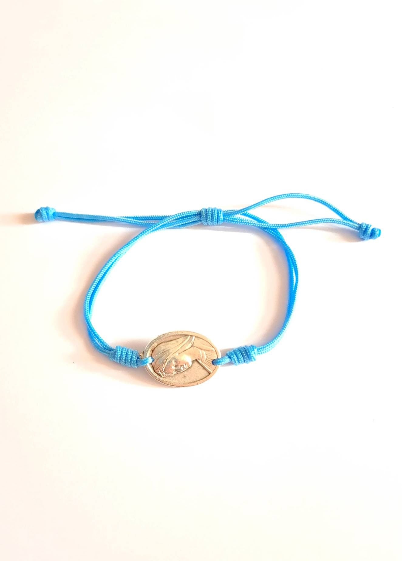 Virgin Mary Bracelet, Simple bracelet, Knotted cord Catholic Gift Religious Jewelry From Medjugorje Adjustable Bracelet Handmade